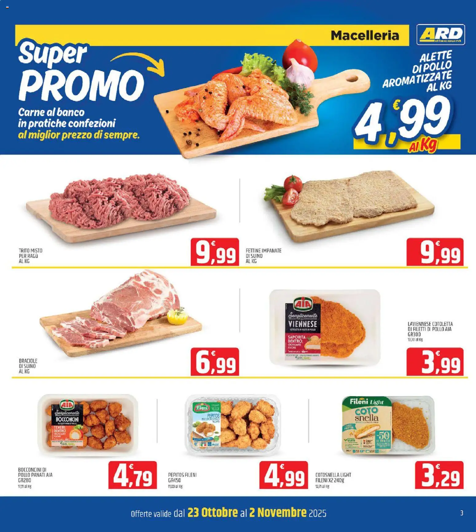 Volantino ARD Discount del 23.10.2025 | Pagina: 3 | Prodotti: Pollo, Suino, Ragú