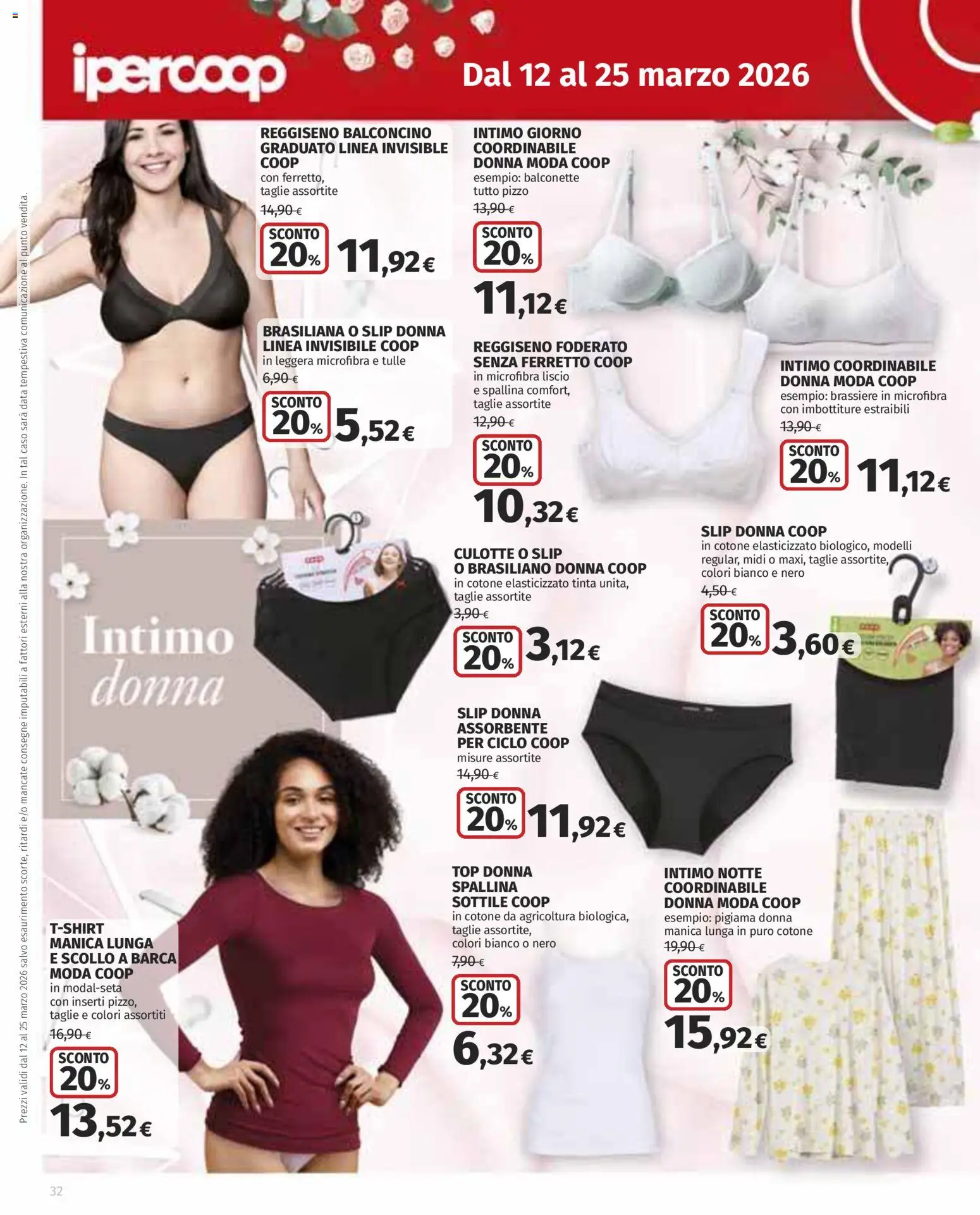 Volantino Ipercoop del 12.03.2026 | Pagina: 32 | Prodotti: Intimo, Reggiseno, Top, Data