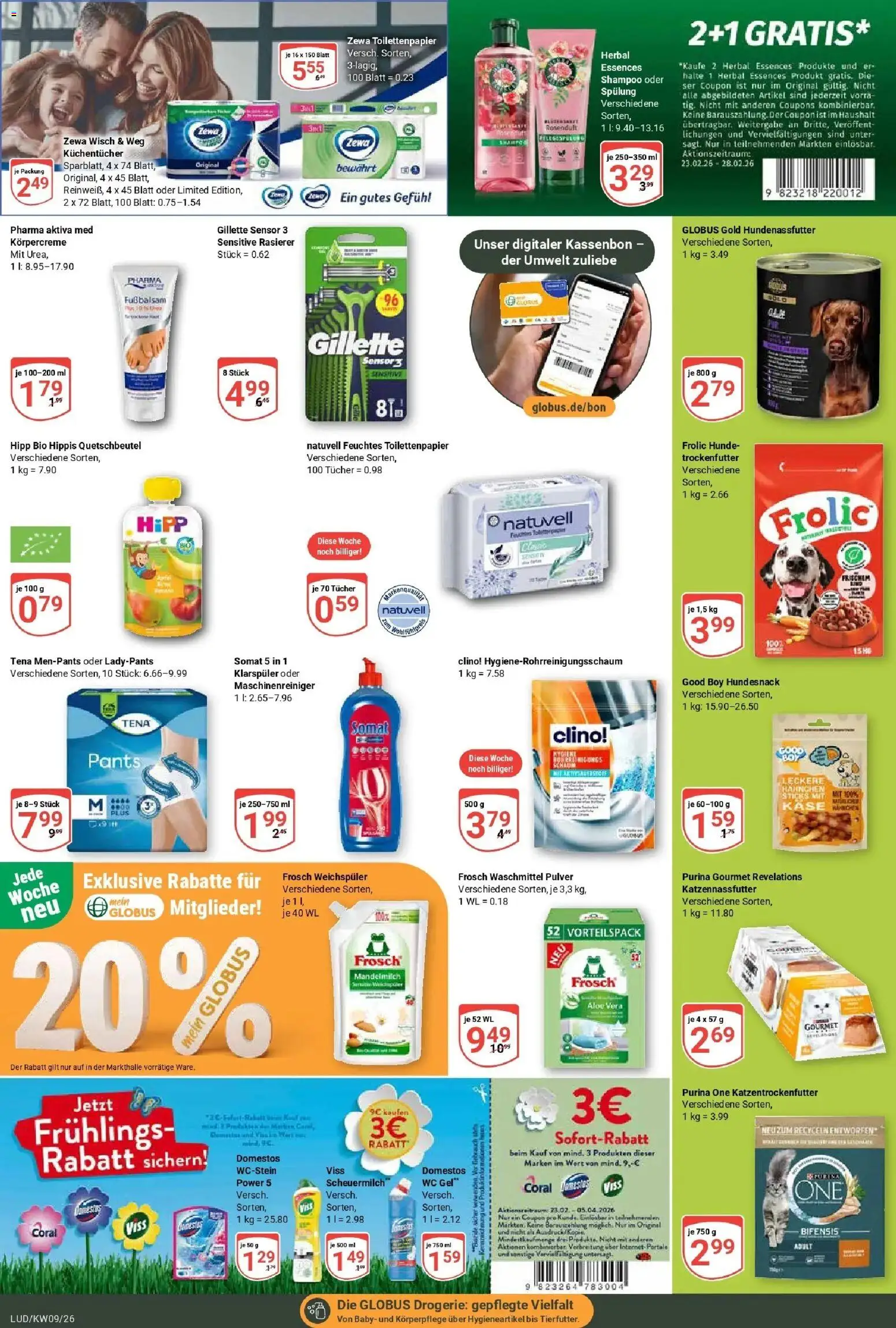 Globus Prospekt Ludwigshafen-Oggersheim – gültig ab 23.02.2026 | Seite: 19 | Produkte: Rasierer, Zewa, Körpercreme, Toilettenpapier