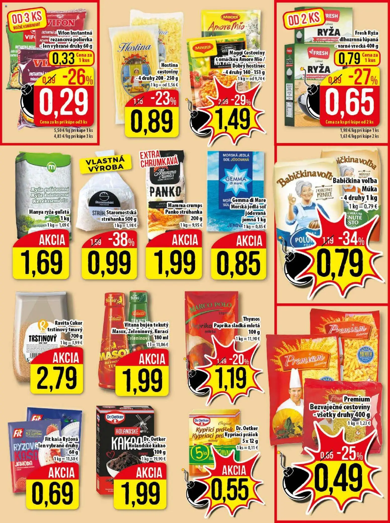 Nové Klas akcie – leták je platný od 23.02.2026 | Strana: 16 | Produkty: Ryža, Cestoviny, Cukor, Múka