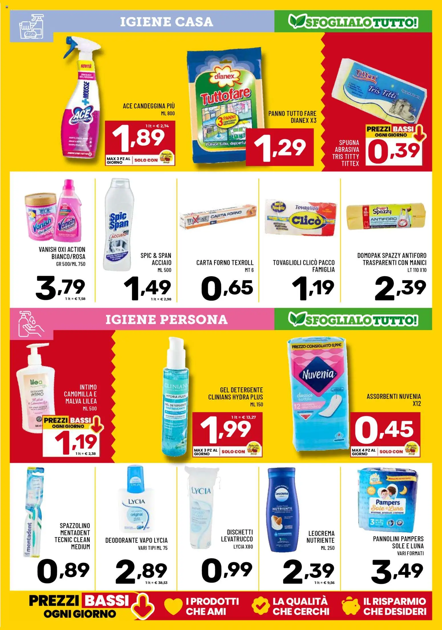 Volantino Il Centesimo del 27.03.2026 | Pagina: 18 | Prodotti: Spugna, Pannolini, Deodorante, Carta forno