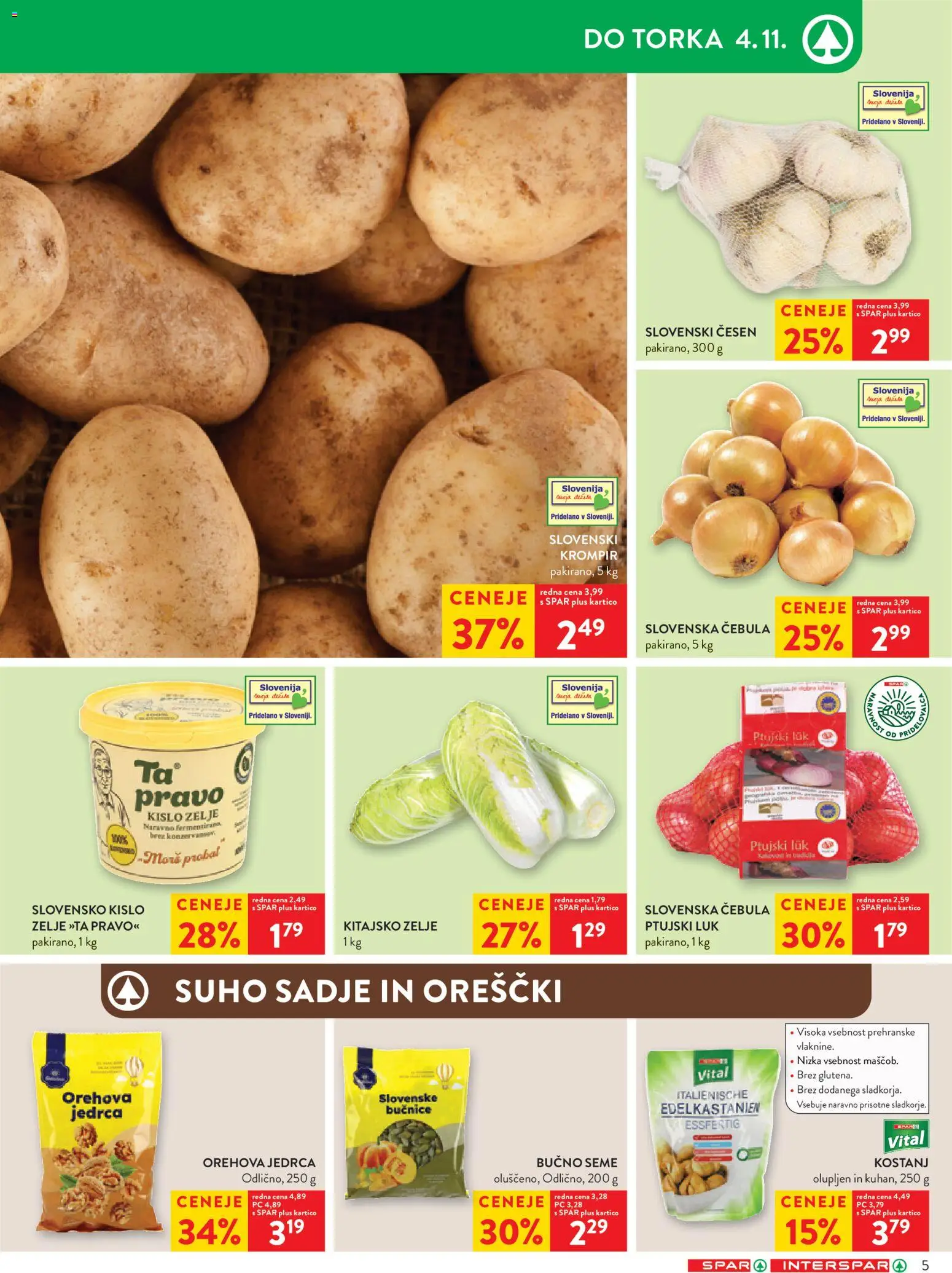 Novi Spar katalog ponudbe – veljaven od 29.10.2025 | Stran: 7 | Izdelki: Kitajsko zelje, Krompir, Cebula, Cesen