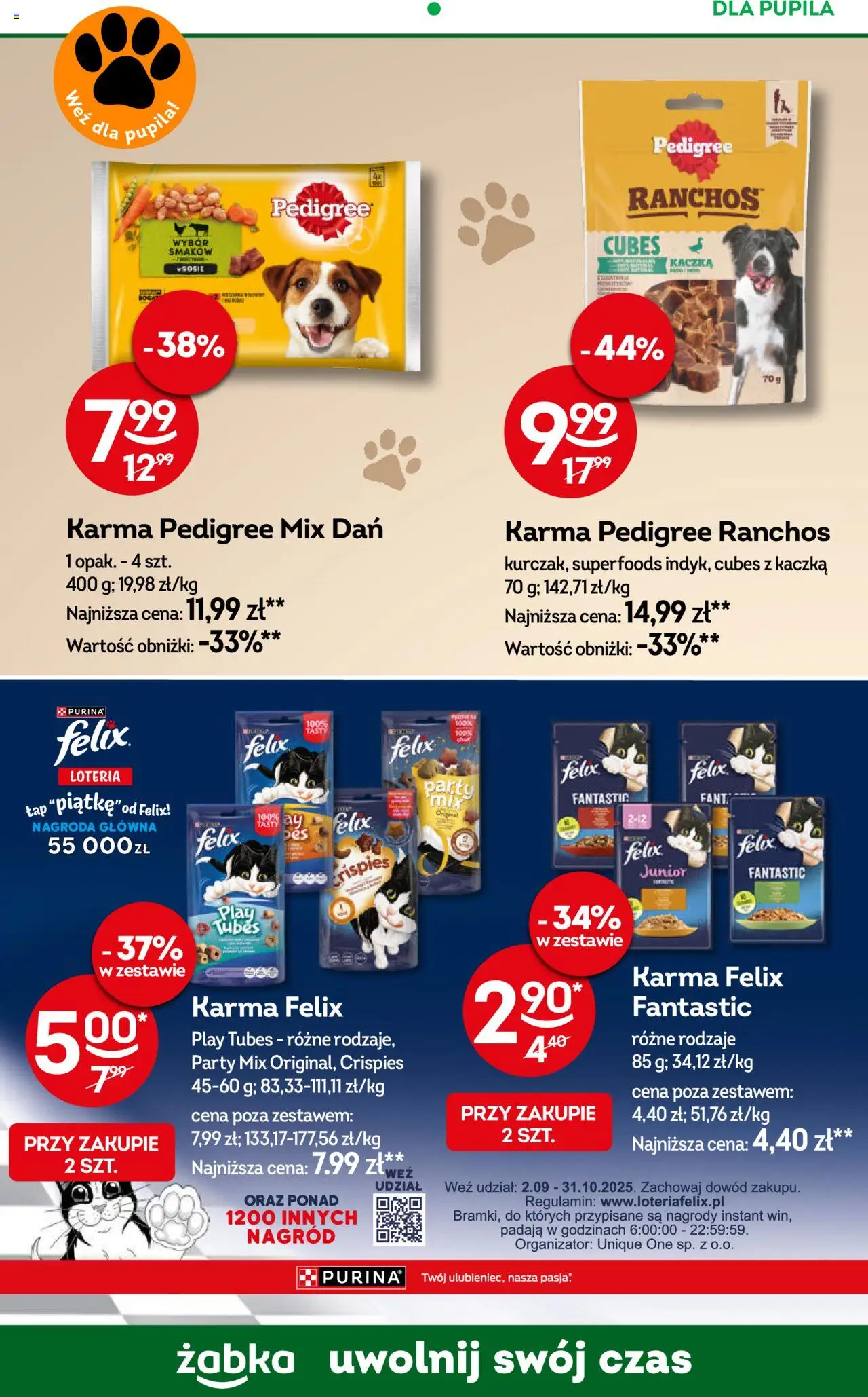 Żabka Gazetka od 10.09.2025 | Strona: 76 | Produkty: Kaczka, Pedigree