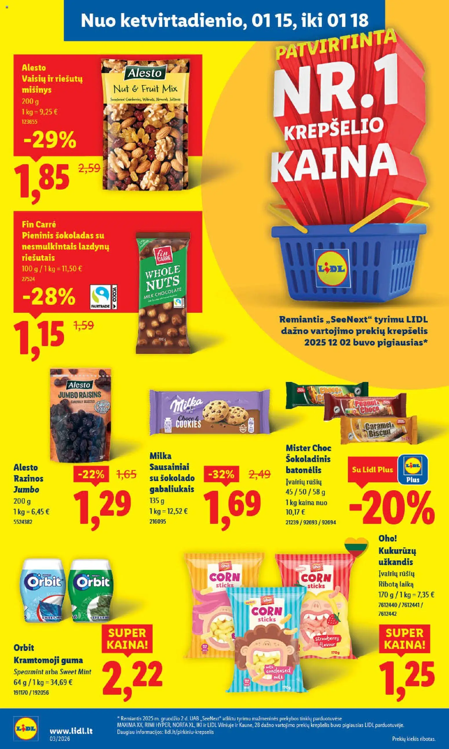 LIDL akcijos nuo 12.01.2026 | Puslapis: 28 | Prekių: Sausainiai, Šokoladas, Krepšelis