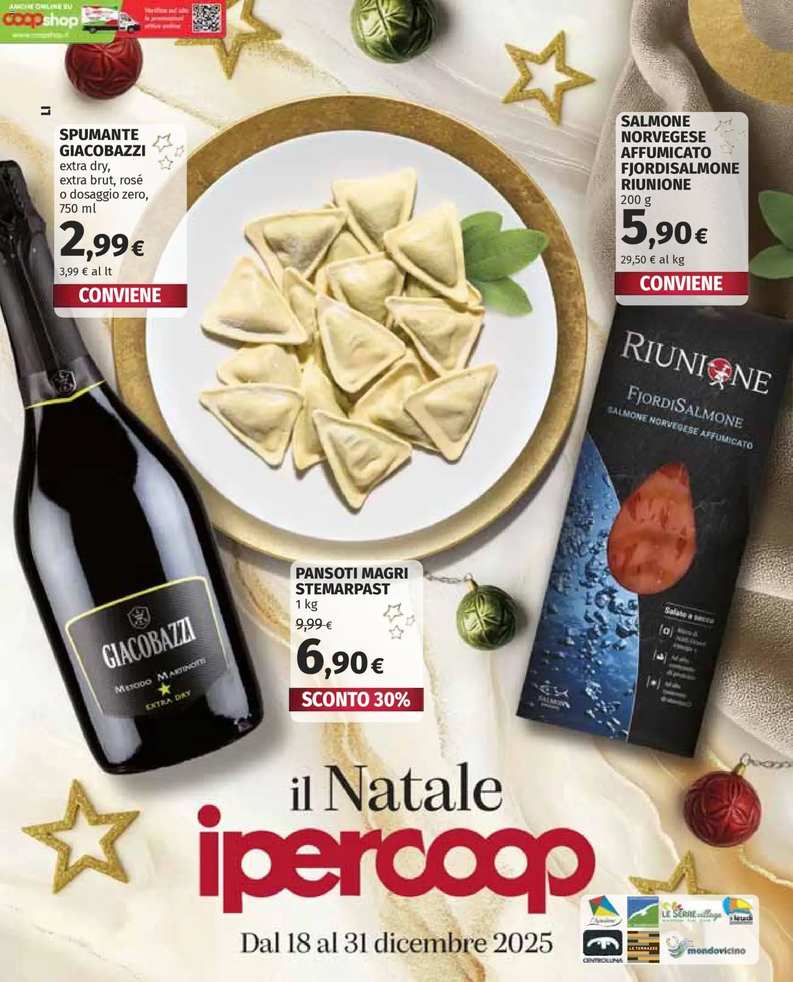 Volantino Ipercoop del 18.12.2025 | Pagina: 1 | Prodotti: Salmone, Spumante