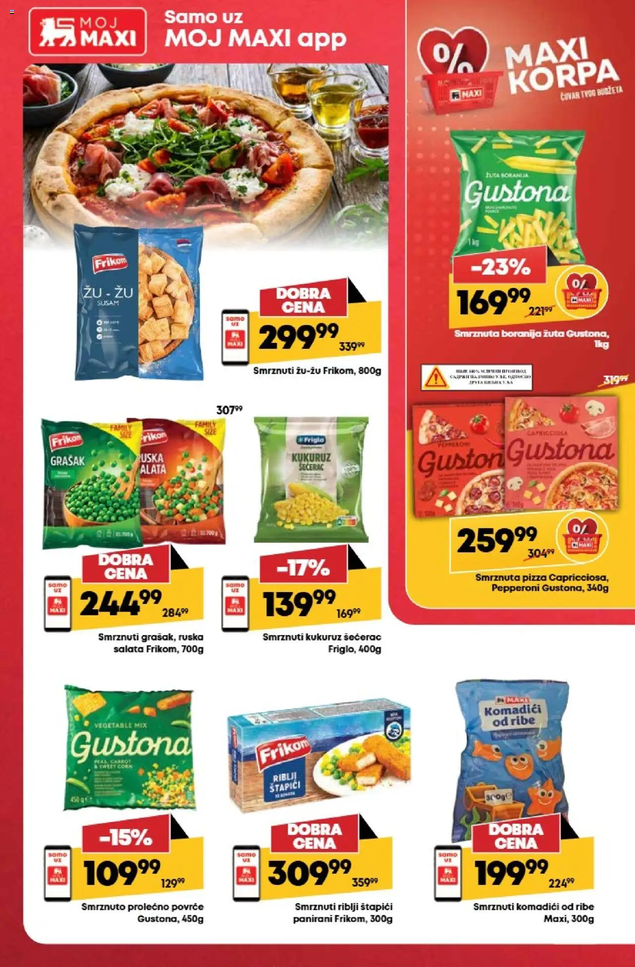 Maxi katalog - važi od 14.08.2025 | Strana: 20 | Proizvode: Riblji štapići, Korpa, Kukuruz šećerac, Kukuruz