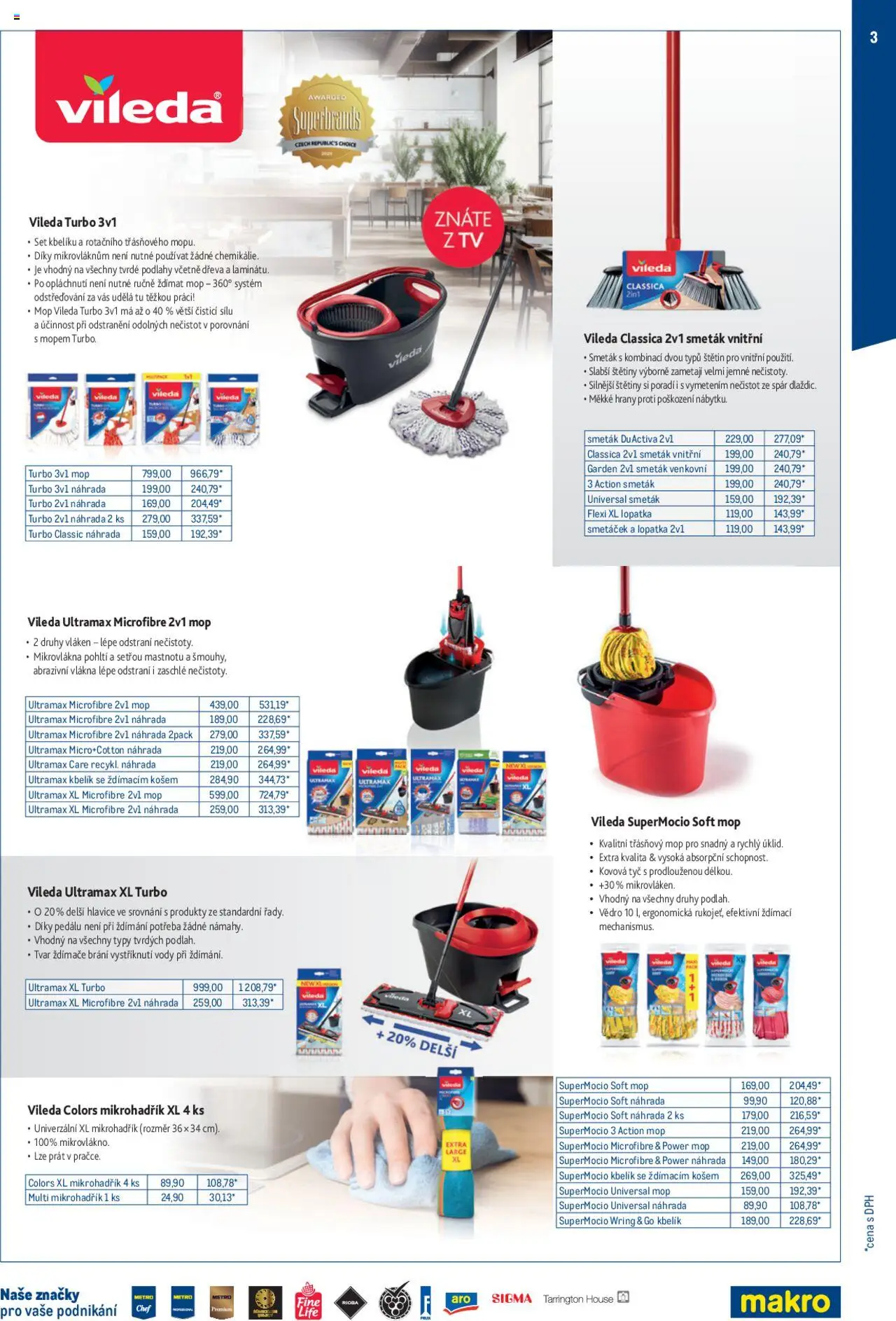 Makro leták - Úklid od 24.09.2025 | Strana: 3 | Produkty: Mop vileda, Kbelík, Smeták, Smetáček