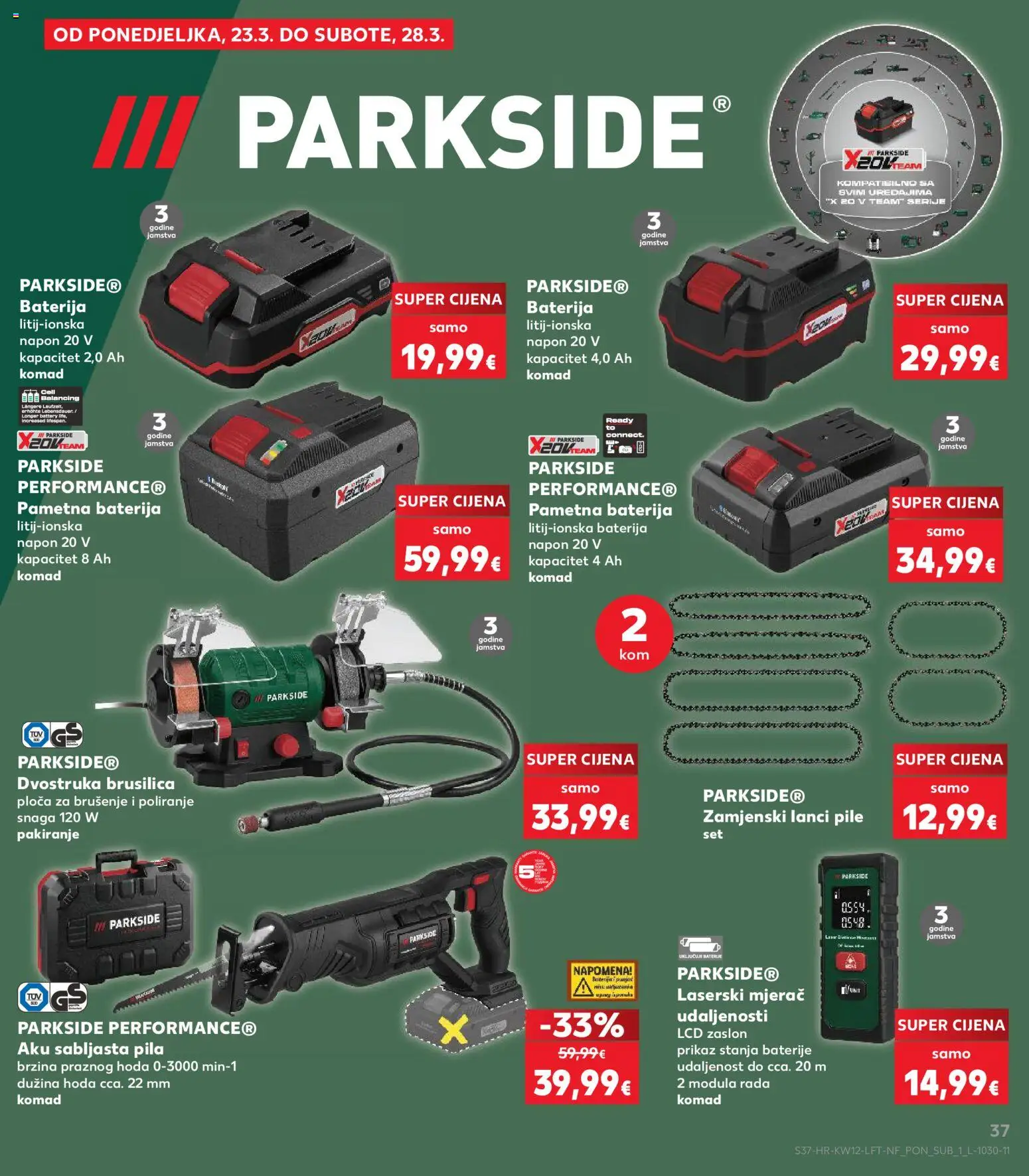 Kaufland katalog | vrijedi od 18.03.2026 | Stranica: 37 | Proizvodi: Baterija, Baterije, Pila, Parkside