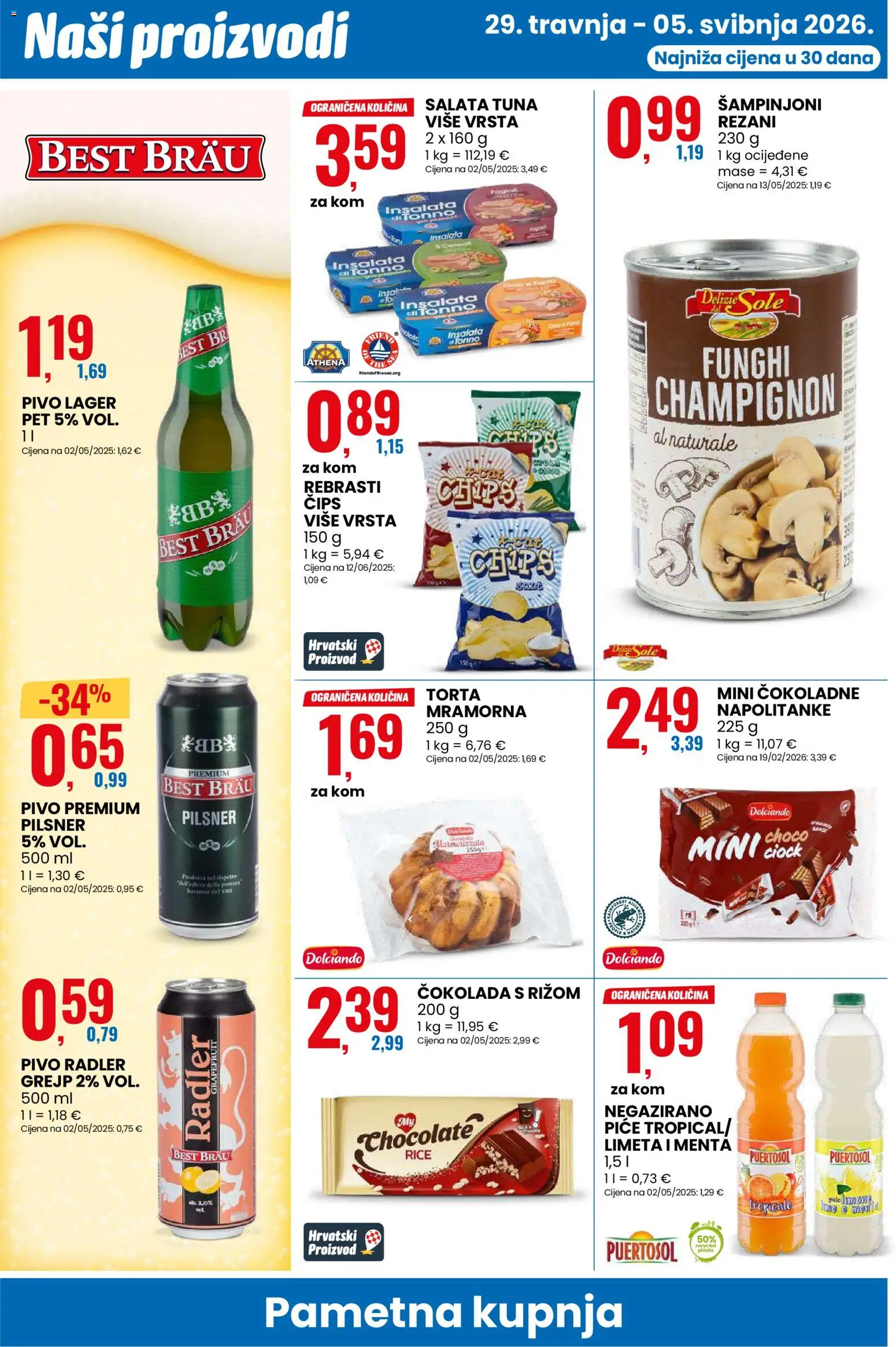 Eurospin katalog | vrijedi od 29.04.2026 | Stranica: 10 | Proizvodi: Pivo, Šampinjoni, Tuna, Torta