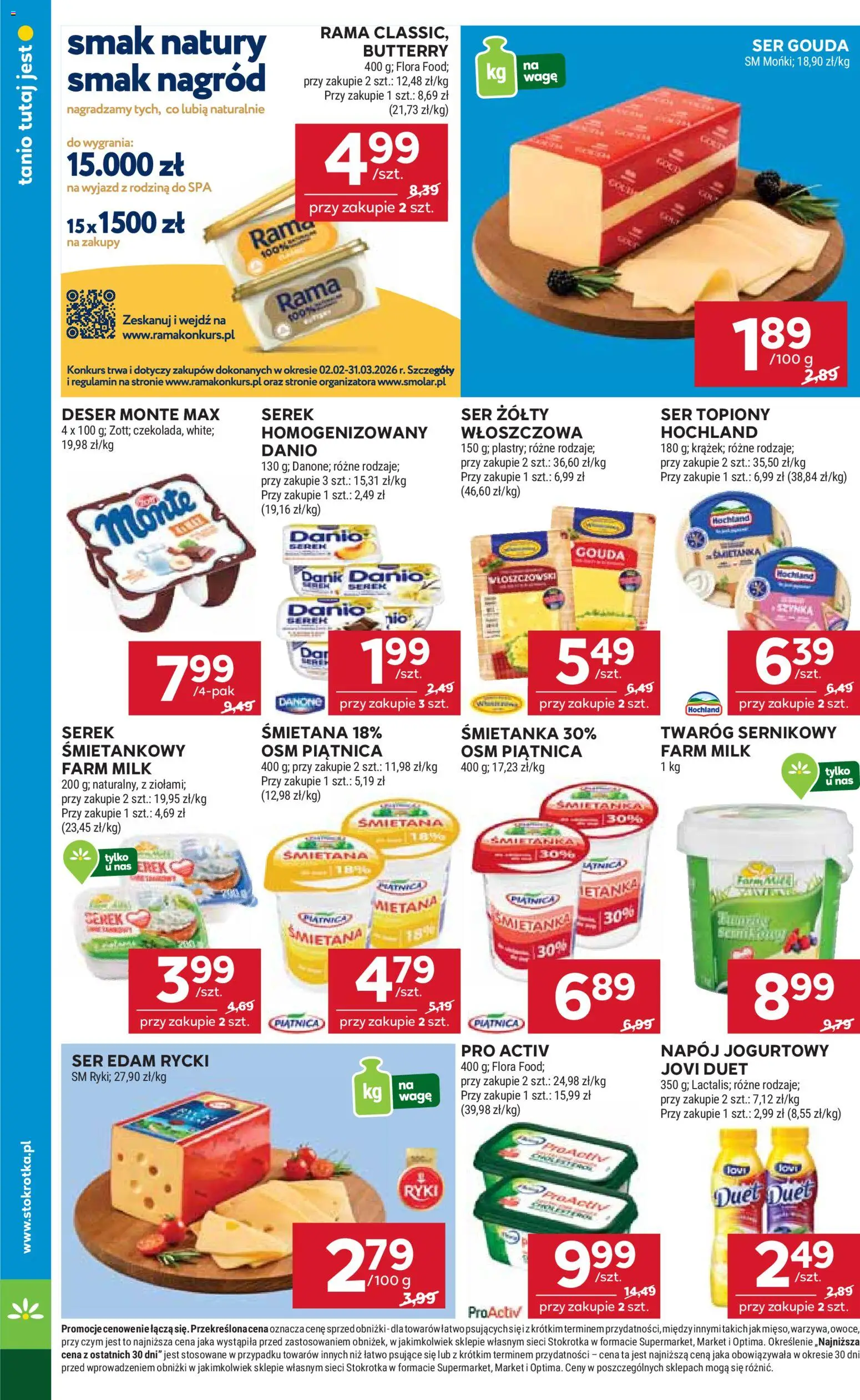 Stokrotka Gazetka od 19.02.2026 | Strona: 14 | Produkty: Ser, Śmietana, Twaróg, Ser gouda