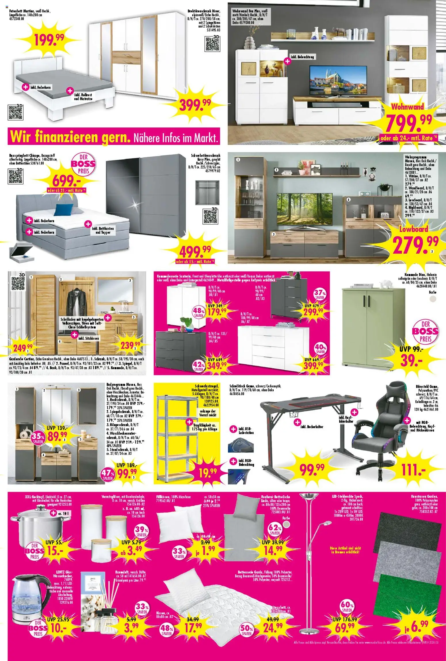 SB Möbel Boss Prospekt Alte Messe Leipzig – gültig ab 01.05.2026 | Seite: 3 | Produkte: USB, Wohnwand, Lowboard, Matratze