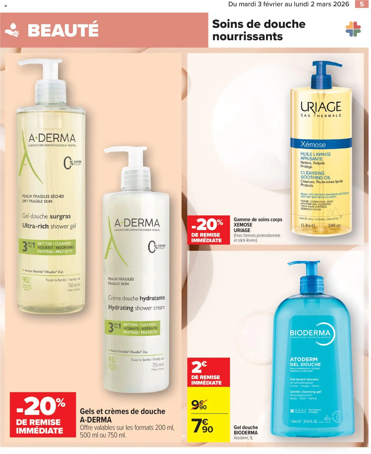 {H1} | Page: 5 | Produits: Body, Eau thermale, Gel douche, Douche