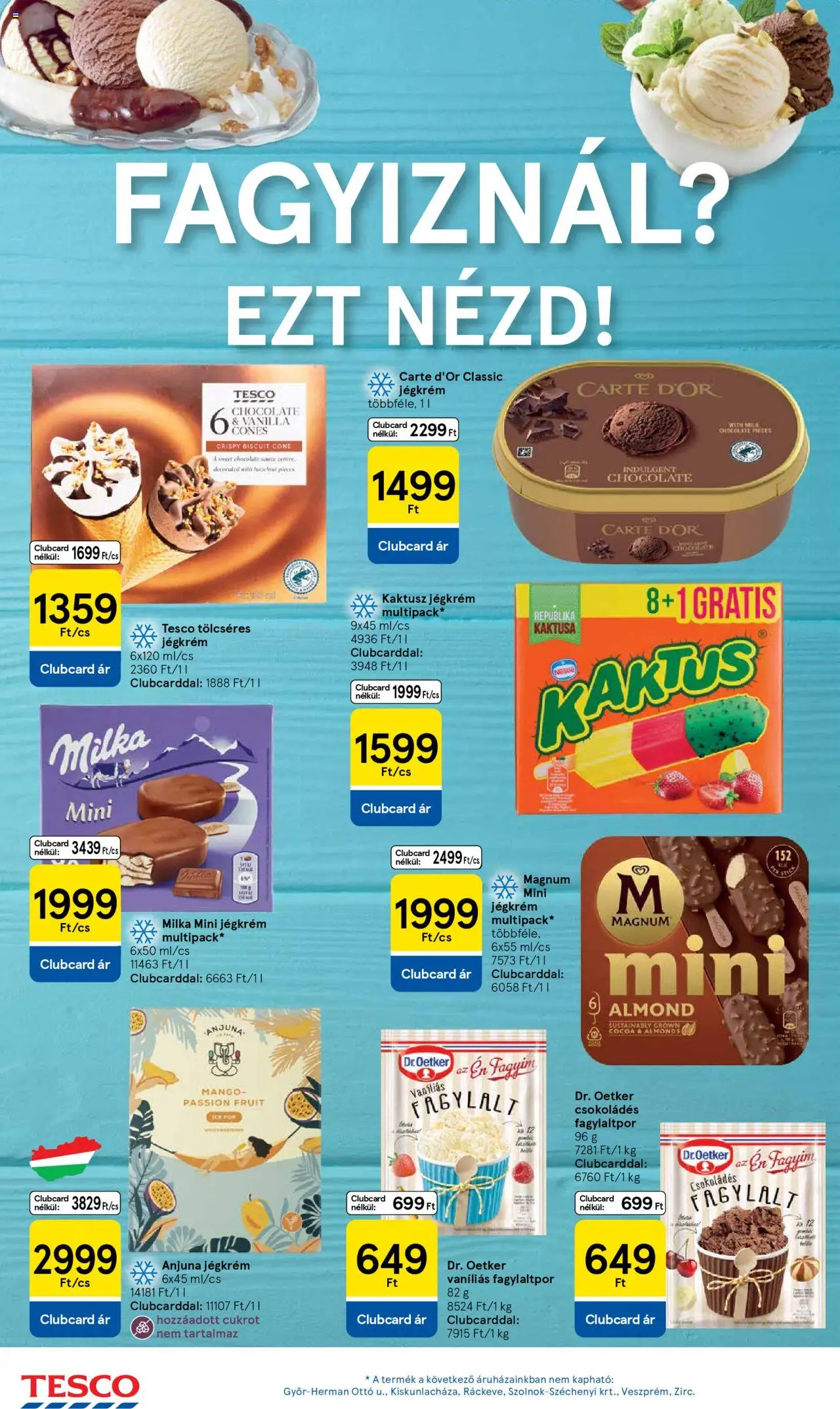 Tesco akciós ujság - amely érvényes a következő dátumtól: 21.08.2025 | Oldal: 6 | Termékek: Magnum, Fagylaltpor, Jégkrém, Mangó