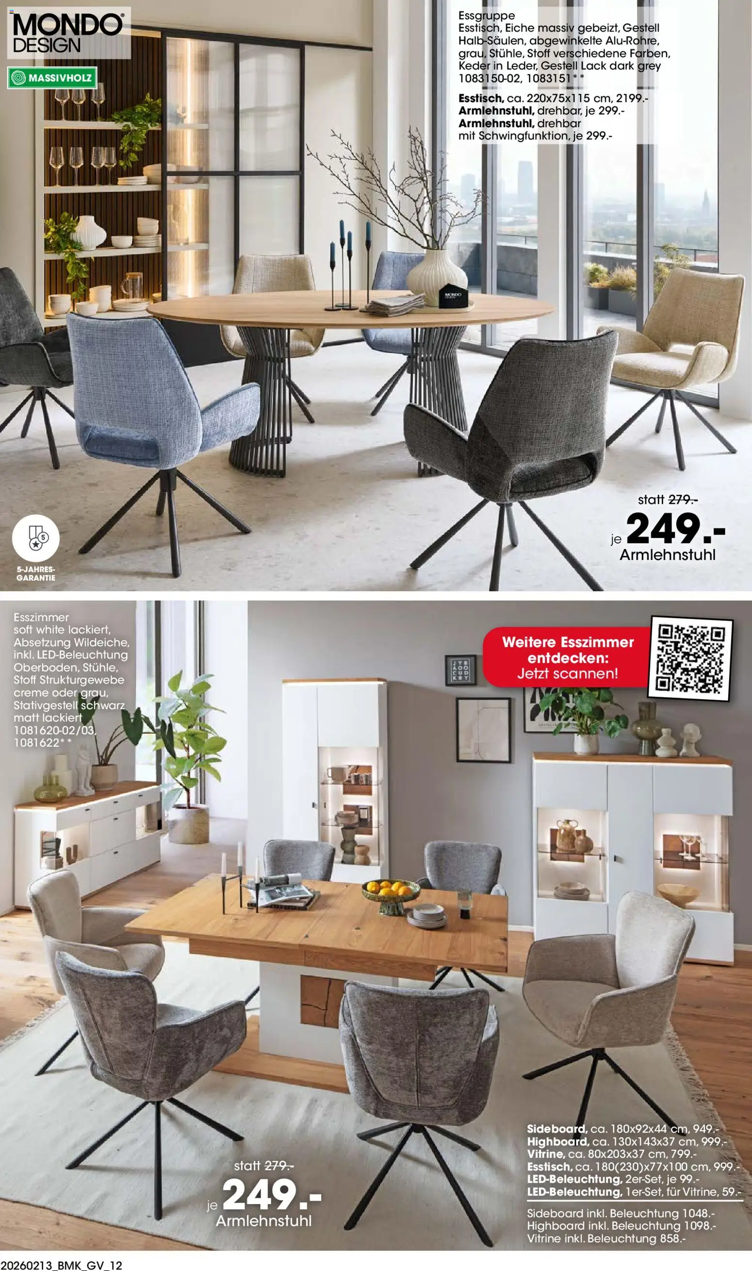 Möbel Martin Küchenmesse – gültig ab 13.02.2026 | Seite: 12 | Produkte: Sideboard, HIghboard, Essgruppe, Creme