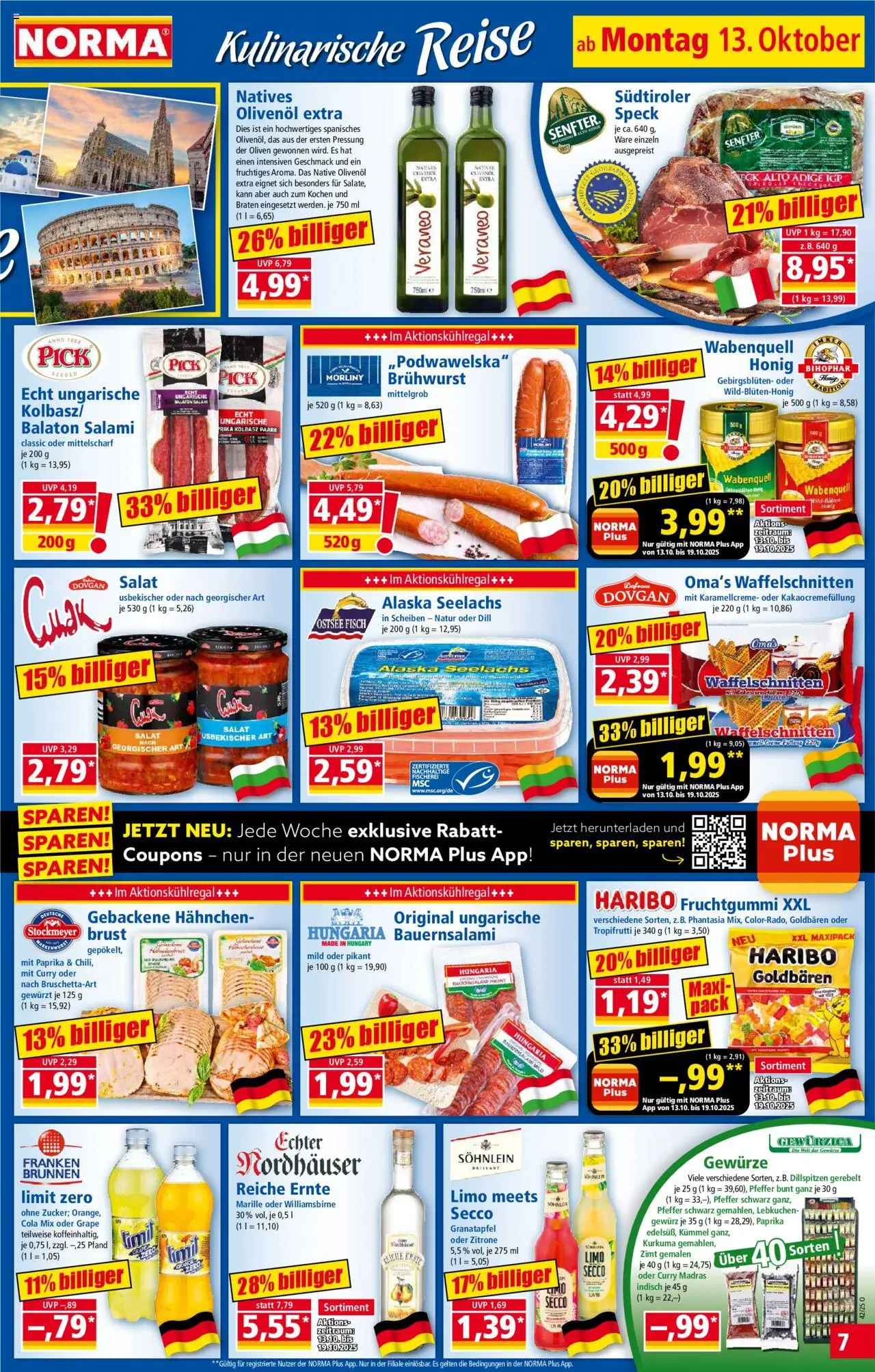 Norma Prospekt 	 – gültig ab 13.10.2025 | Seite: 7 | Produkte: Haribo, Cola, Creme, Salami