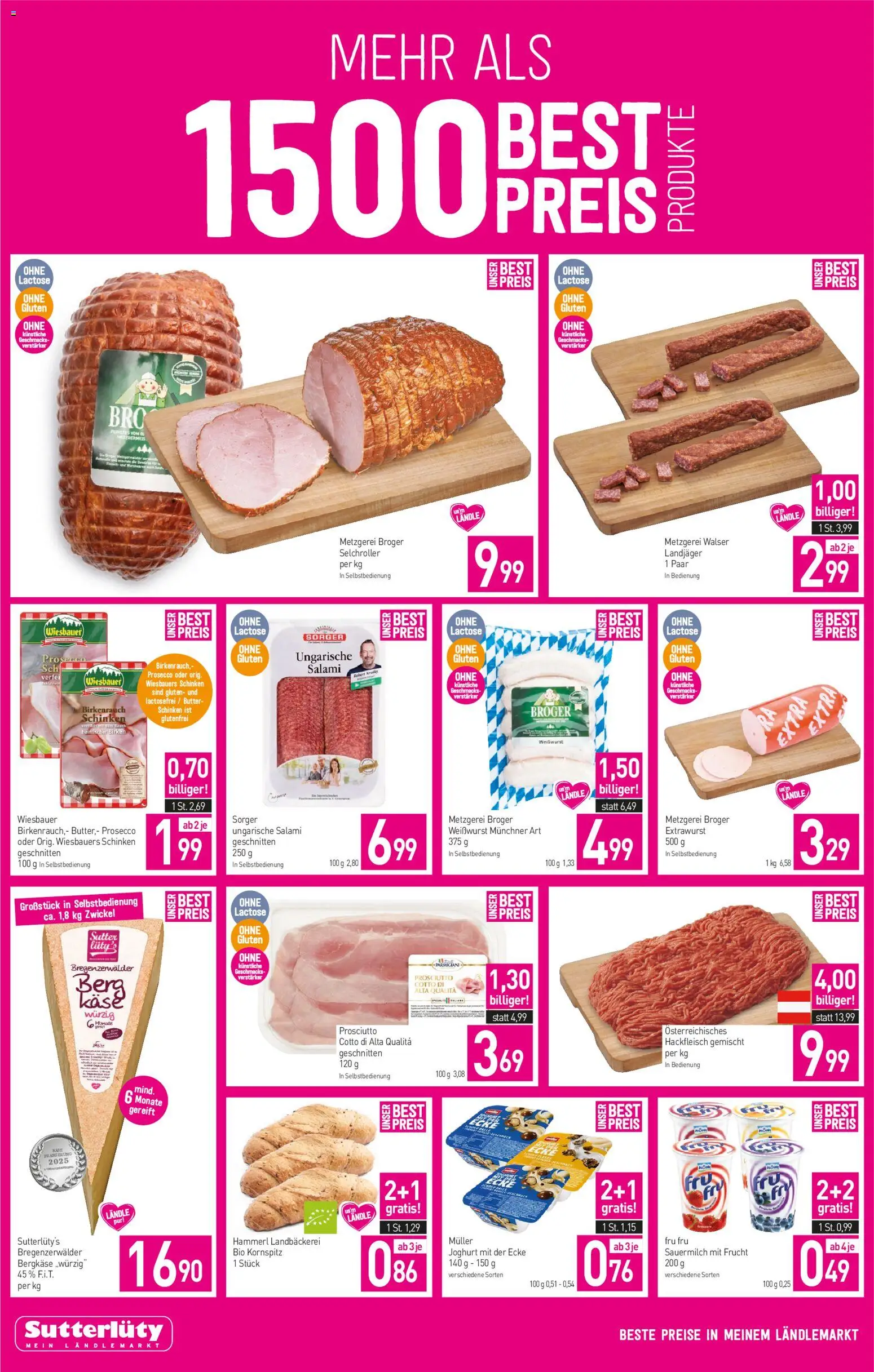 Sutterlüty Flugblatt gültig ab 19.02.2026 | Seite: 2 | Produkte: Butter, Käse, Joghurt, Salami