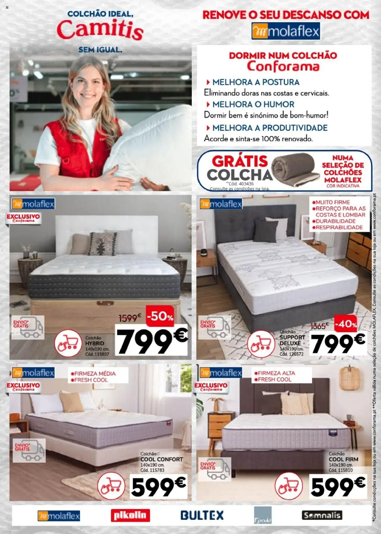 Conforama folheto │ válido de 31.07.2025 | Página: 4 | Produtos: Colchões, Colchão, Colcha