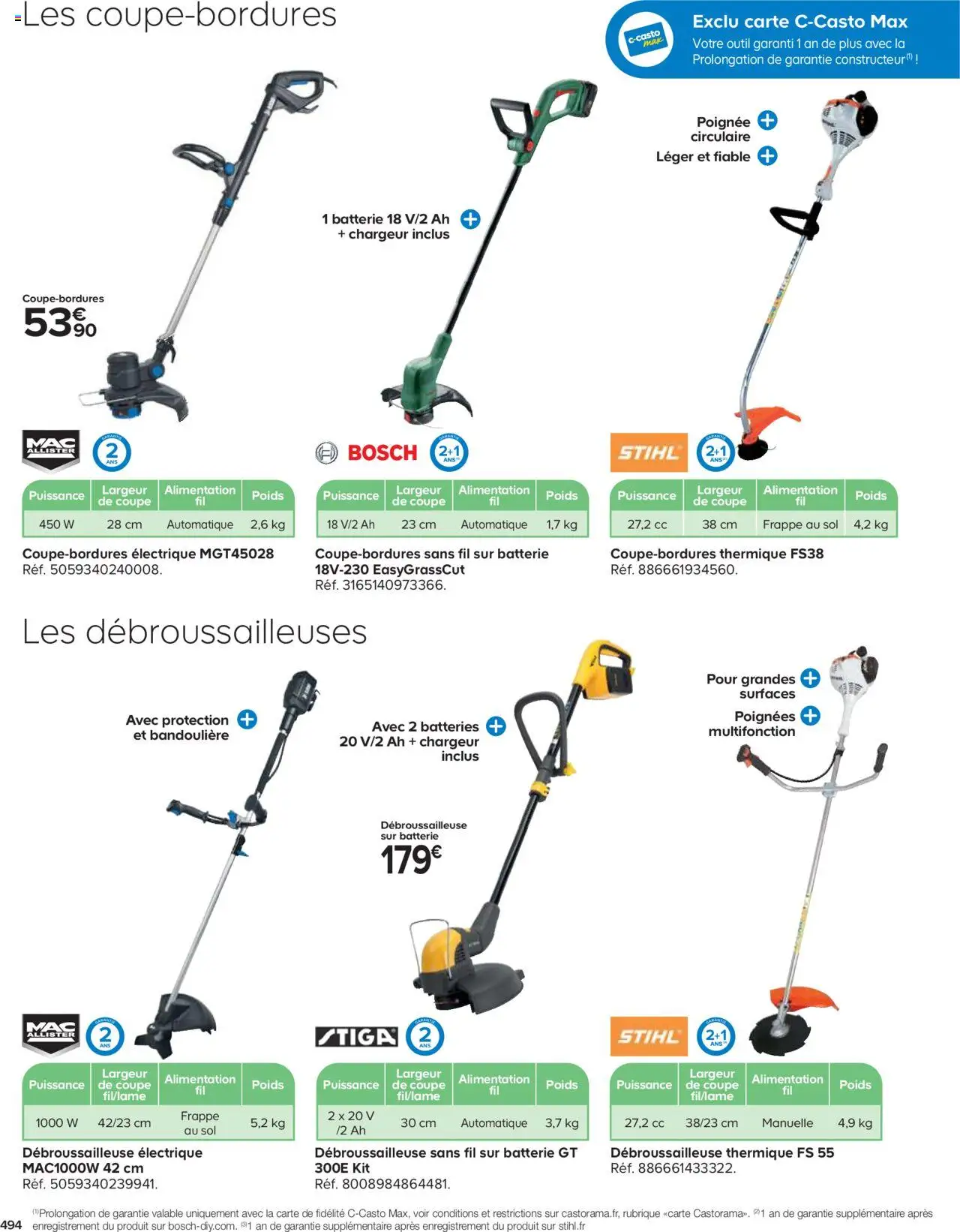 {H1} | Page: 494 | Produits: Poids, Débroussailleuse, Poignées, Batterie