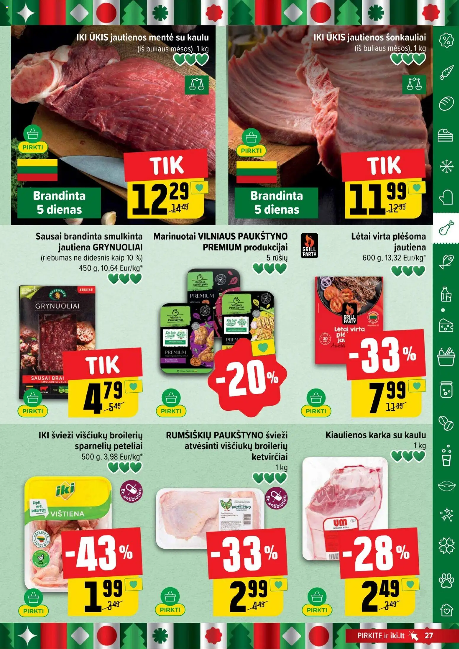 IKI akcijos nuo 08.12.2025 | Puslapis: 27 | Prekių: Kiaulienos, Jautienos, Vištiena, Jautiena