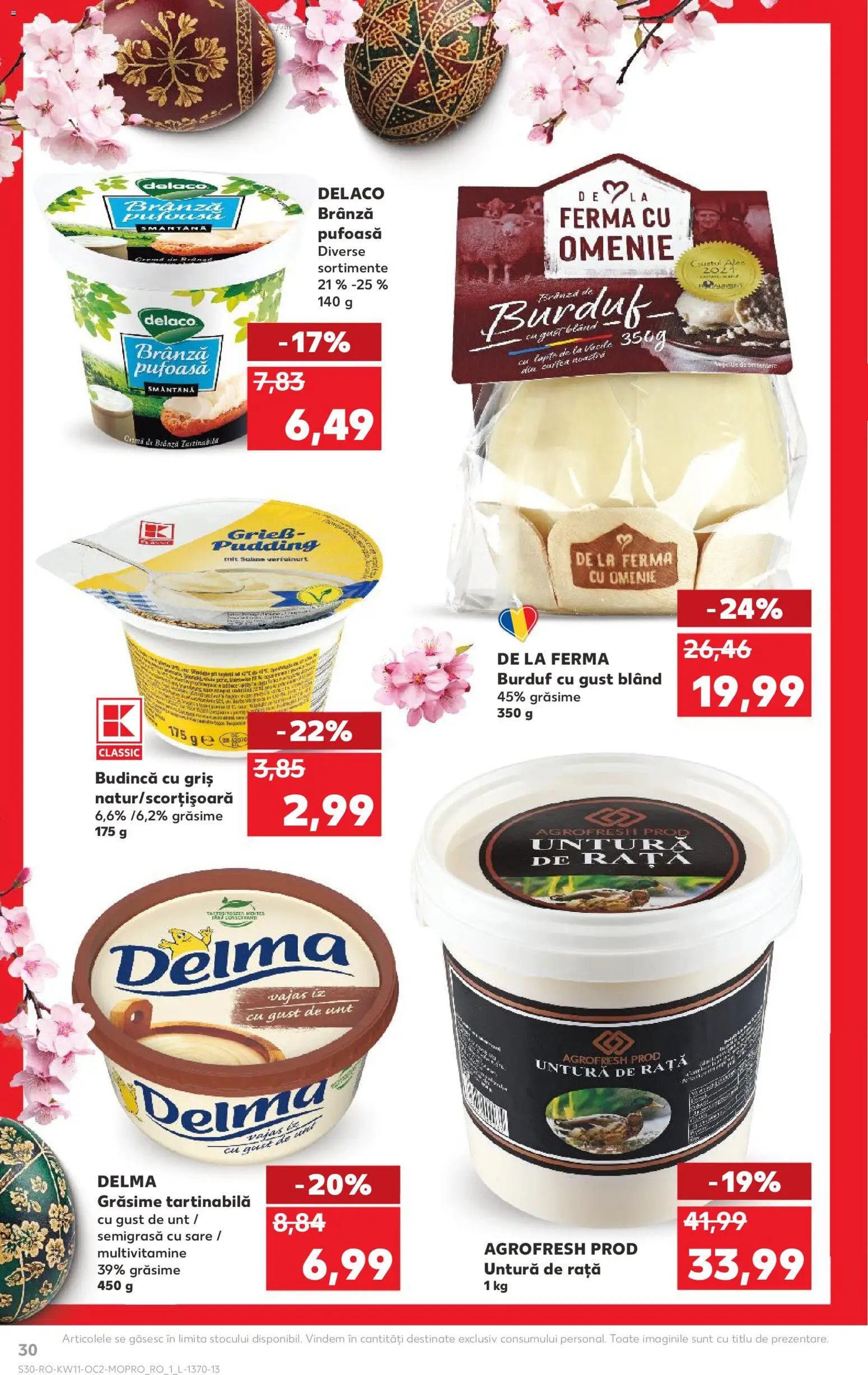 Noul catalog Kaufland – valabil de la 11.03.2026 | Pagină: 30 | Produse: Brânză, Cremă, Smântână, Sare