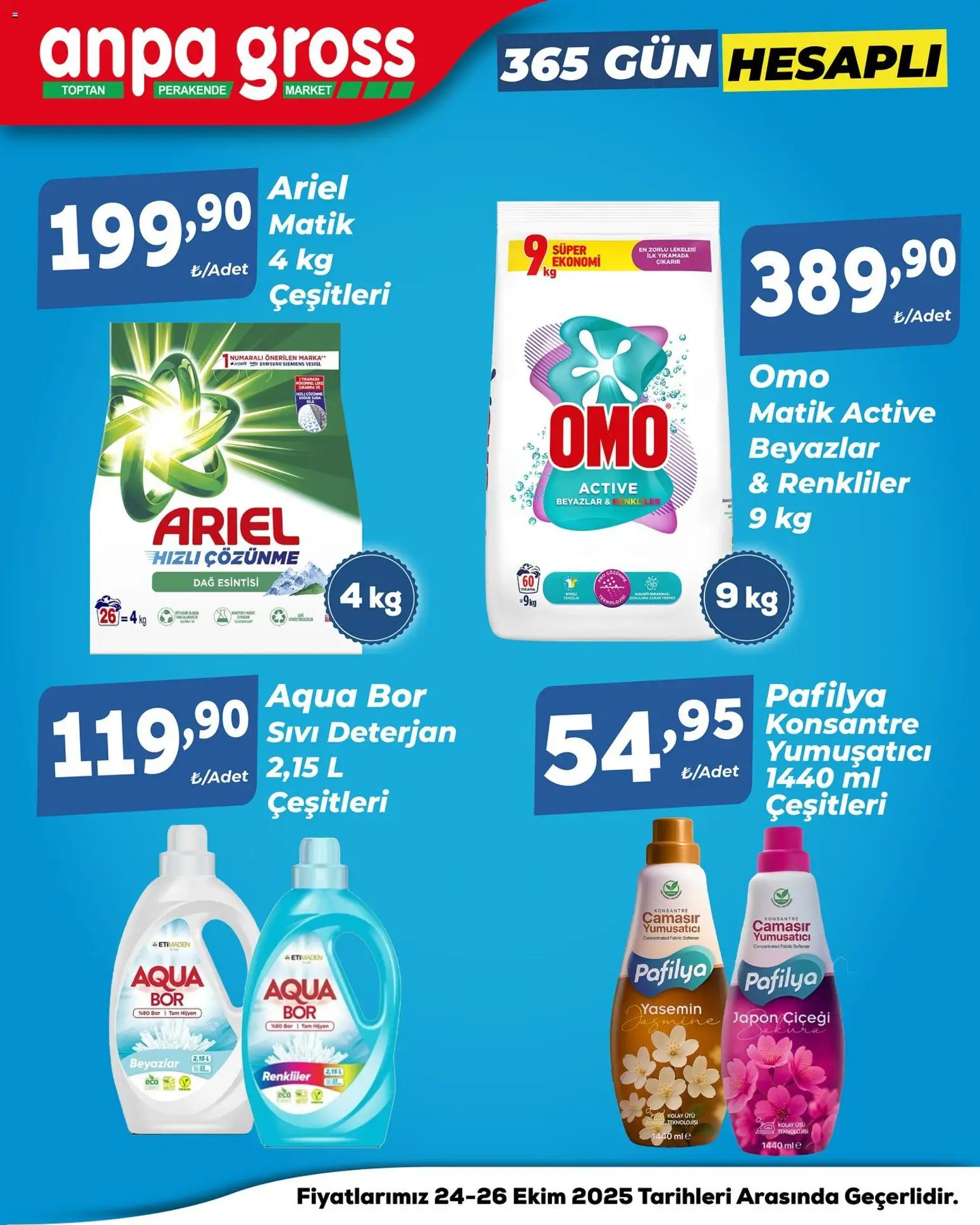 Anpa Gross Katalog Cuma-Pazar - 24.10.2025 tarihinden itibaren geçerlidir | Sayfa: 1 | Ürünler: Yumuşatıcı, Deterjan, Yasemin, Ütü