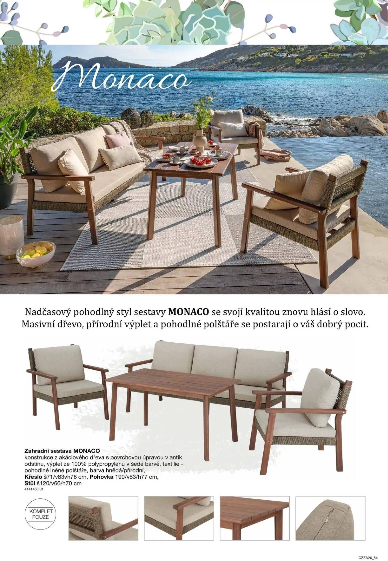 Sconto nábytek katalog - Zahradní speciál od 01.01.2026 | Strana: 54 | Produkty: Polštáře, Pohovka, Křeslo, Stůl