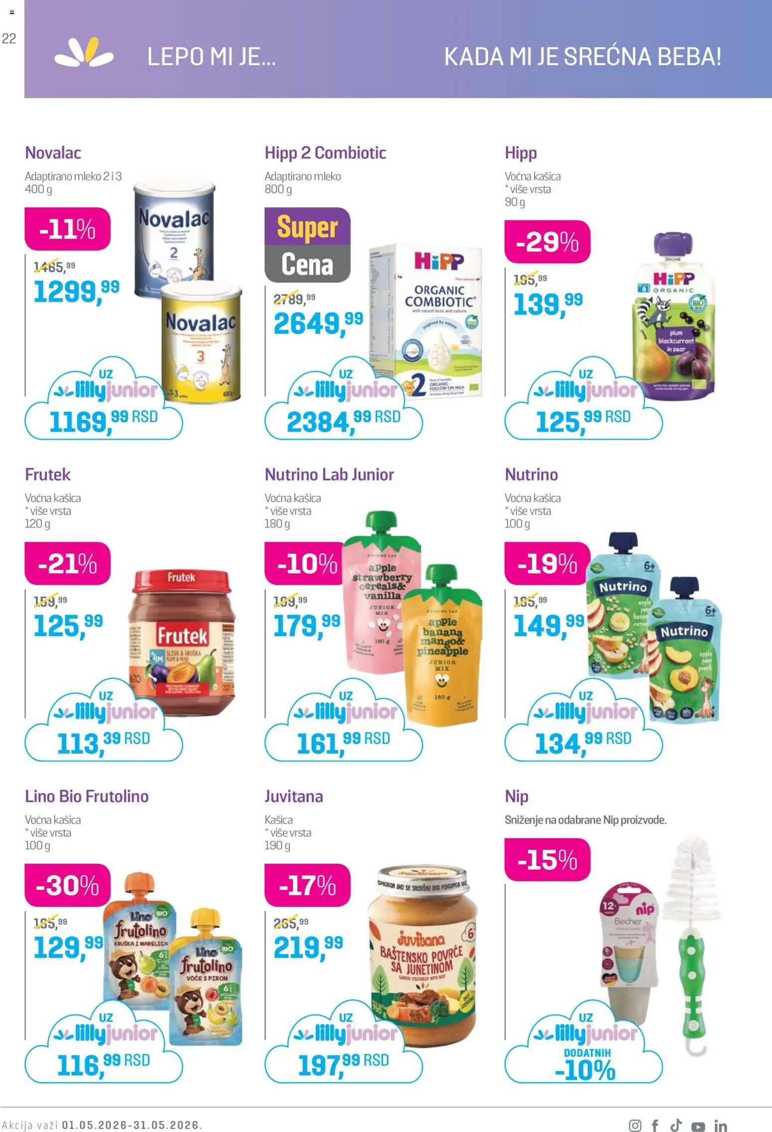 Lilly drogerie katalog - važi od 01.05.2026 | Strana: 22 | Proizvode: Banana, Mleko