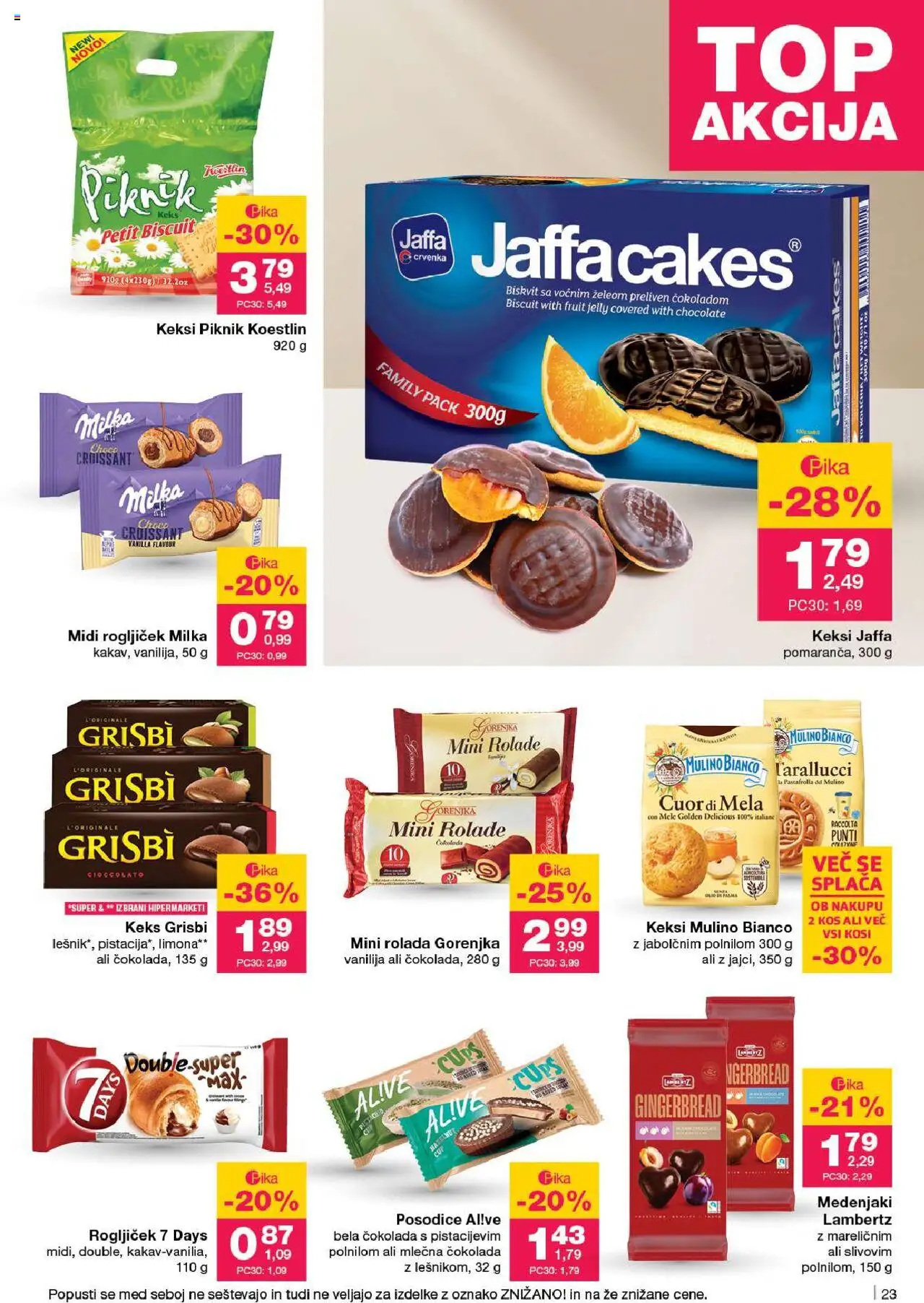 Novi Mercator katalog ponudbe – veljaven od 18.09.2025 | Stran: 23 | Izdelki: Keksi, Kos, Rolada, Limona