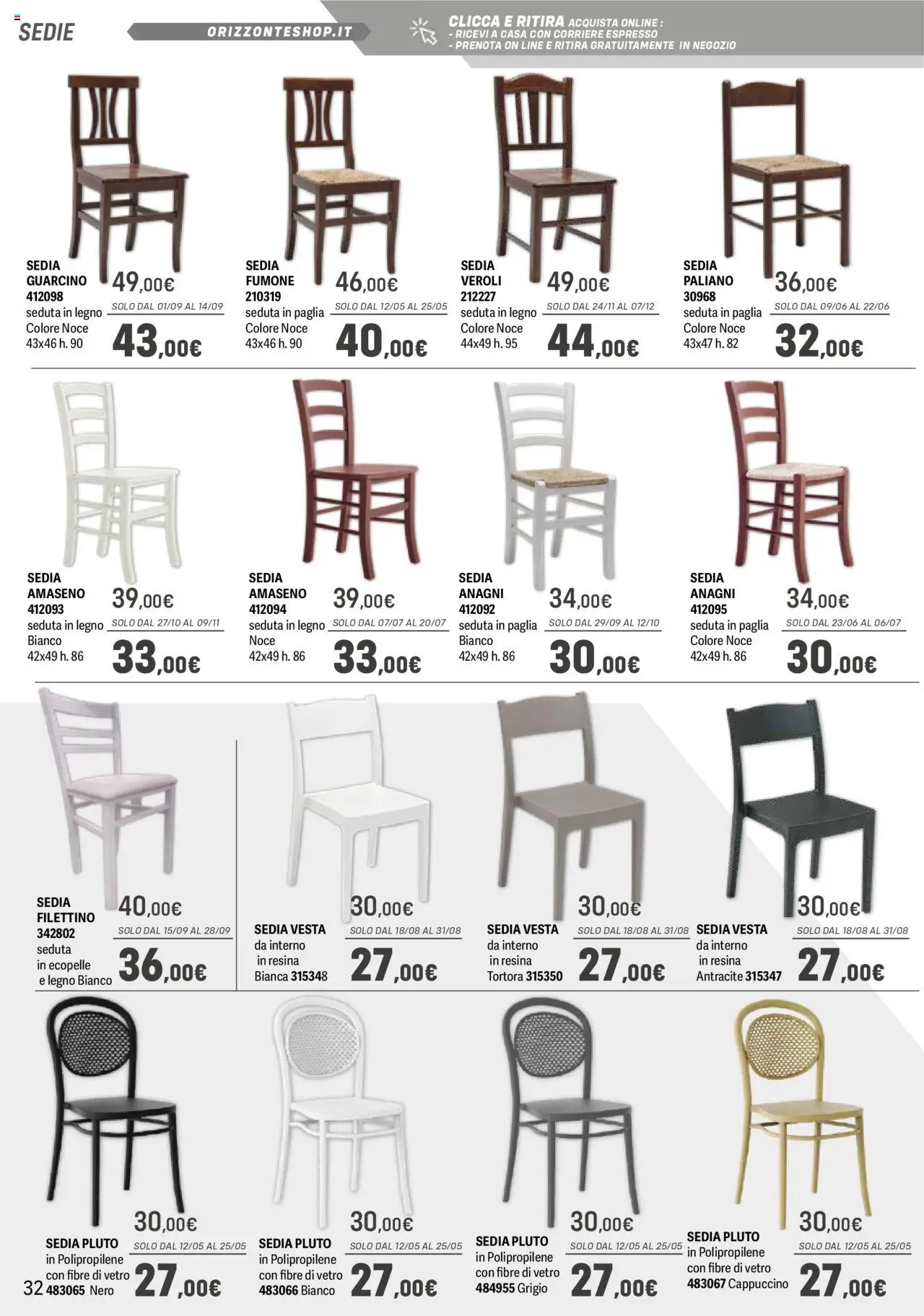 Volantino Orizzonte del 09.05.2025 | Pagina: 32 | Prodotti: Sedia