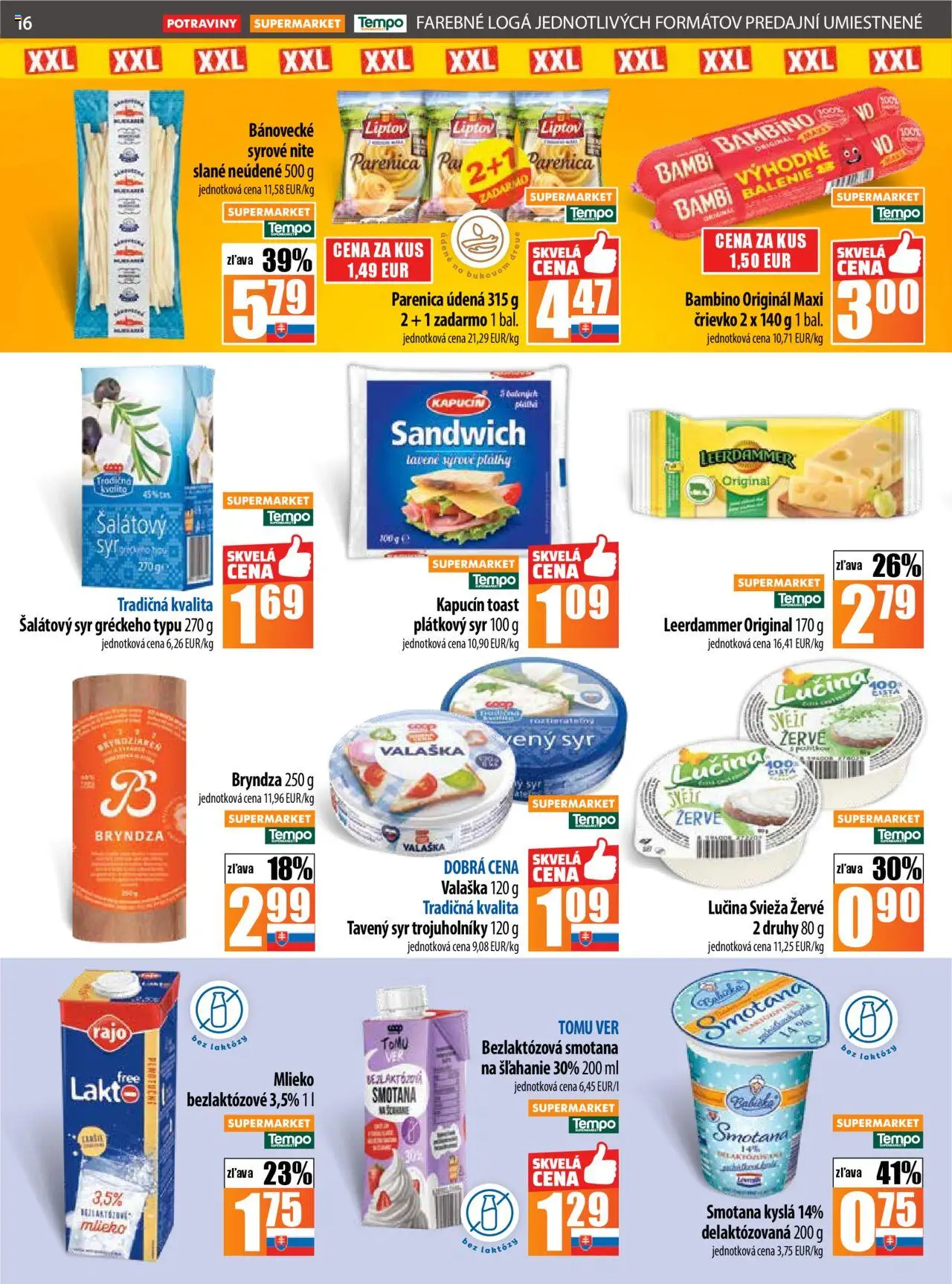 COOP Jednota leták │ platný od 07.08.2025 | Strana: 16 | Produkty: Mlieko, Syr, Smotana, Bryndza
