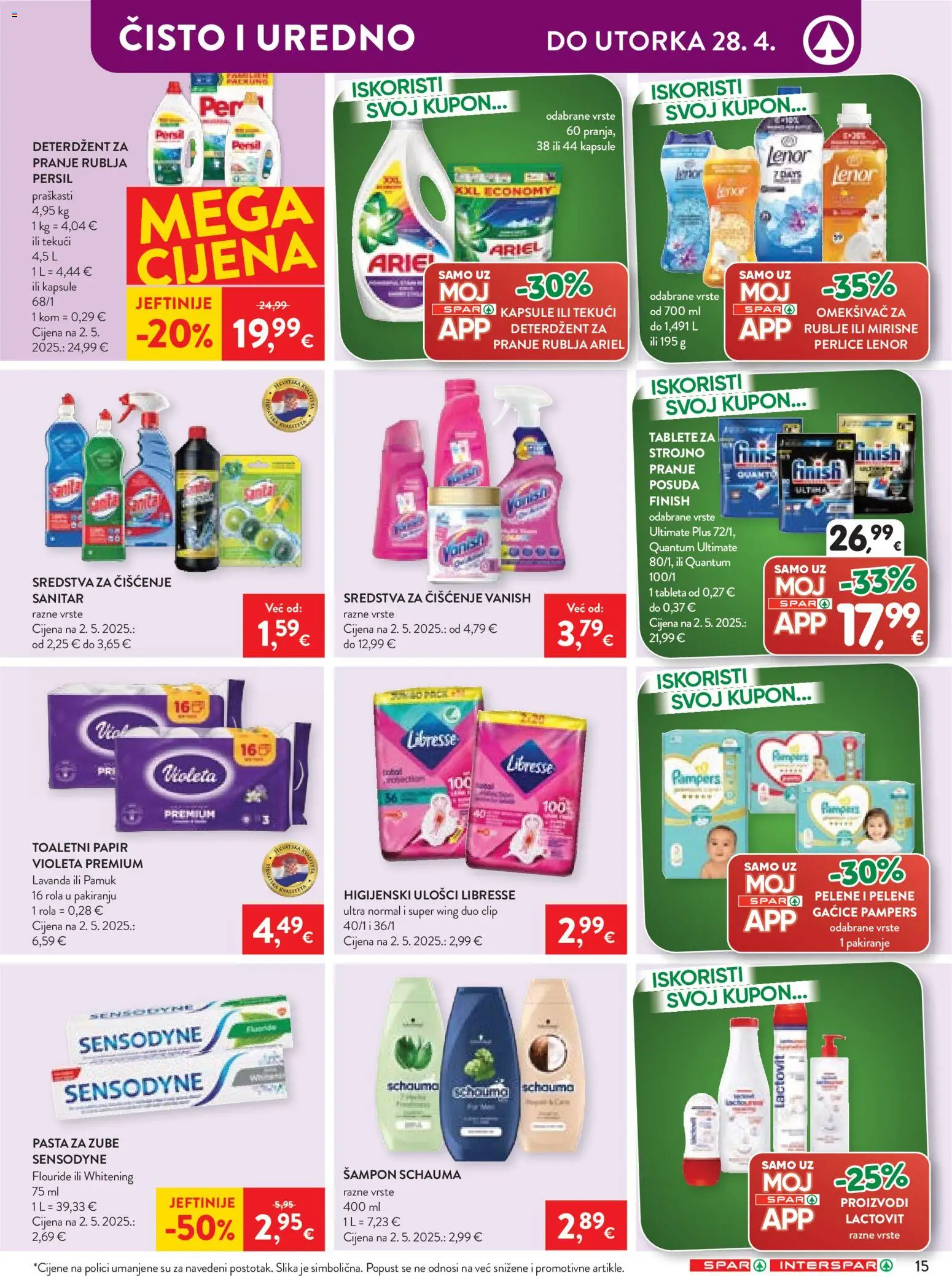 Spar katalog | vrijedi od 22.04.2026 | Stranica: 19 | Proizvodi: Higijenski ulošci, Gaćice, Tableta, Violeta