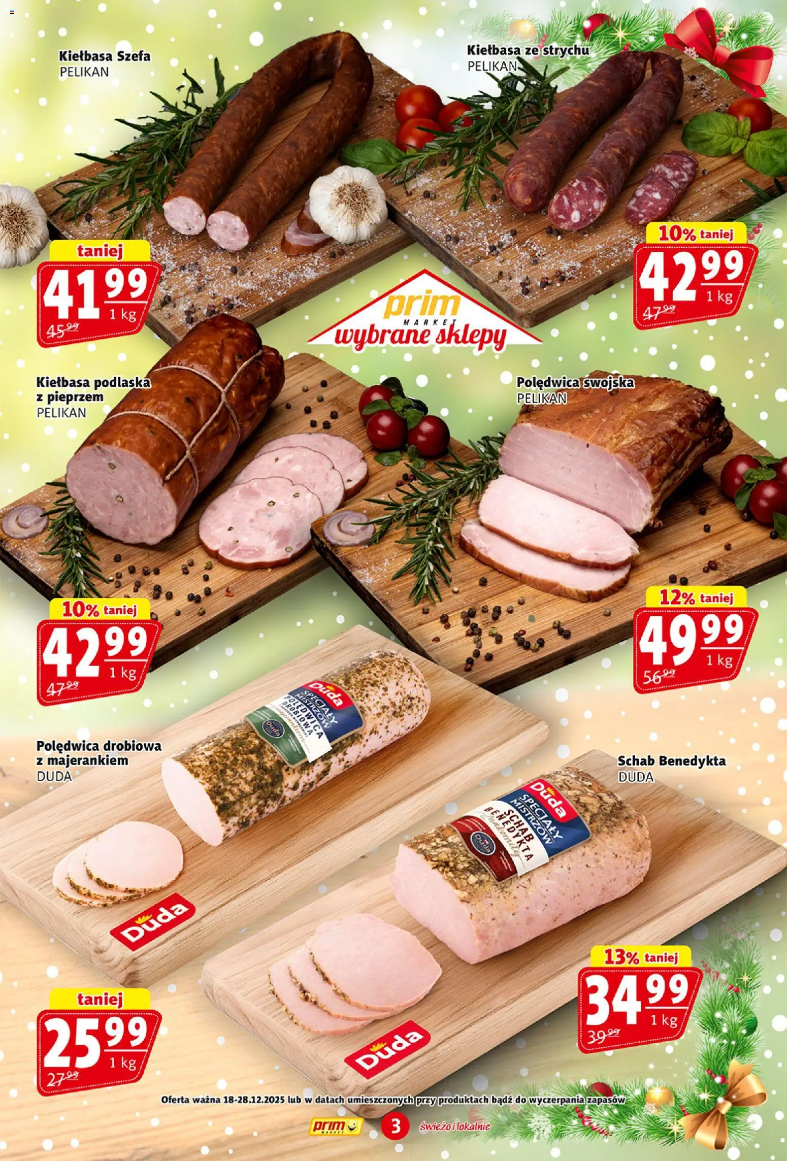 Prim Market Gazetka od 18.12.2025 | Strona: 3 | Produkty: Kiełbasa, Schab