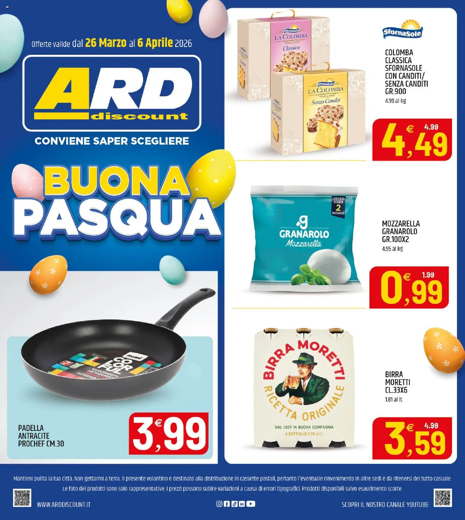 Volantino ARD Discount del 26.03.2026 | Pagina: 32 | Prodotti: Birra, Mozzarella, Birra Moretti, Padella