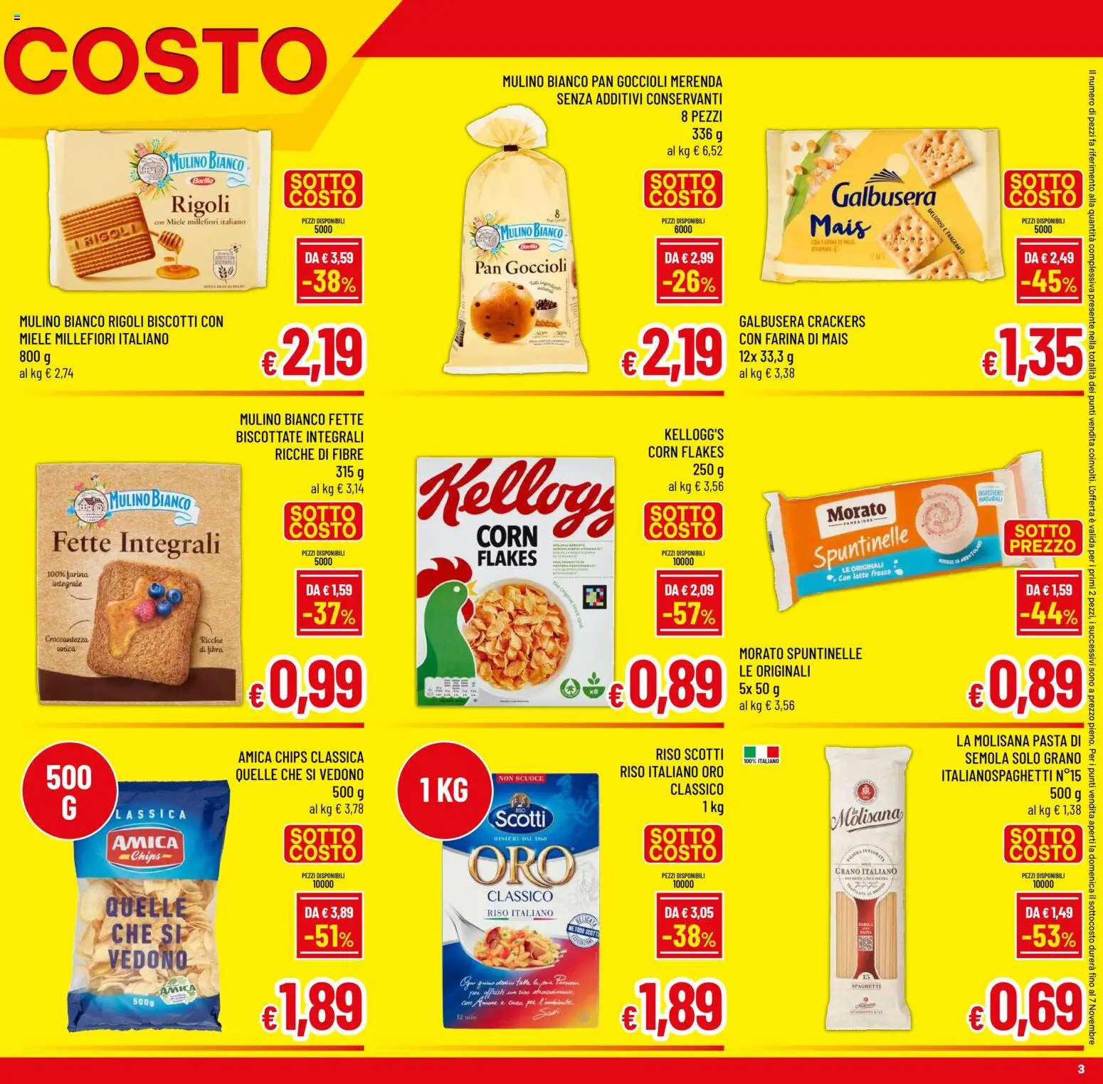 Volantino A&O del 29.10.2025 | Pagina: 3 | Prodotti: Biscotti, Latte, Fette biscottate, Miele