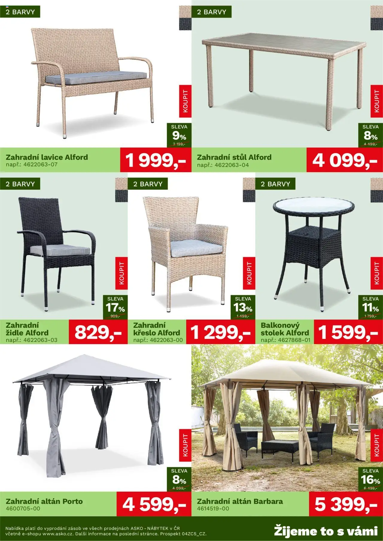 ASKO nábytek leták - Zahradní nábytek 2025 od 19.06.2025 | Strana: 5 | Produkty: Altán, Křeslo, Stolek, Stůl