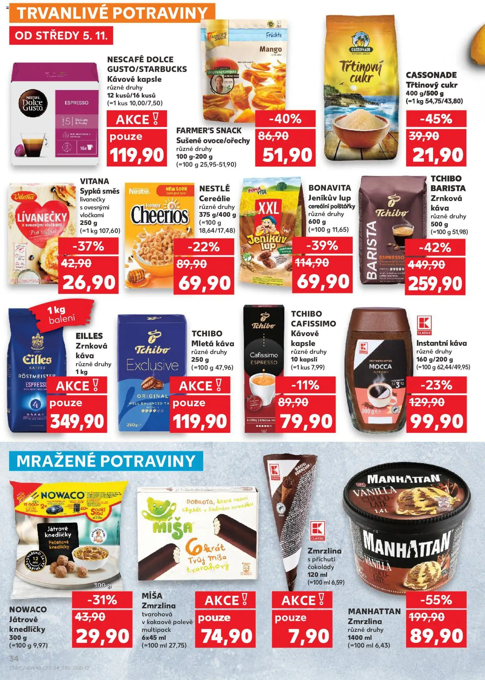 Kaufland leták - Plzeň Bory od 05.11.2025 | Strana: 34 | Produkty: Polštářky, Zmrzlina, Cukr, Cafissimo