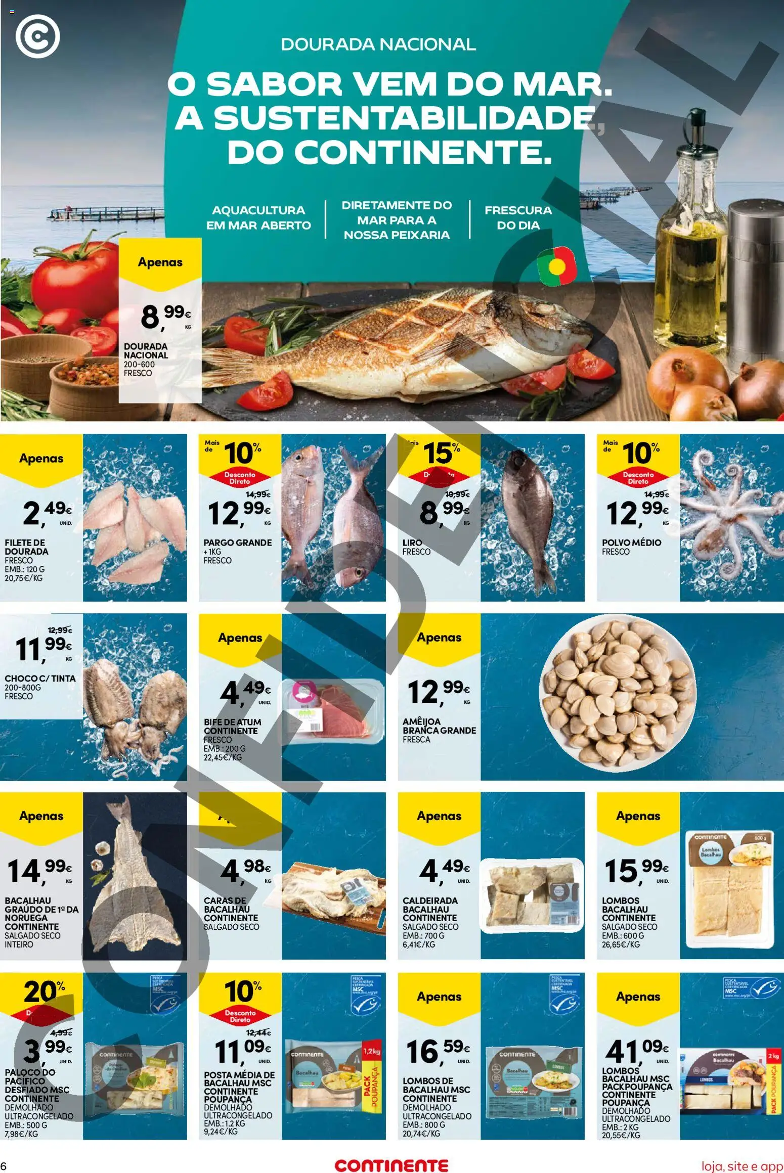 Continente Semanal Continente Bom Dia │ válido de 02.12.2025 | Página: 6 | Produtos: Dourada, Atum, Polvo, Tinta