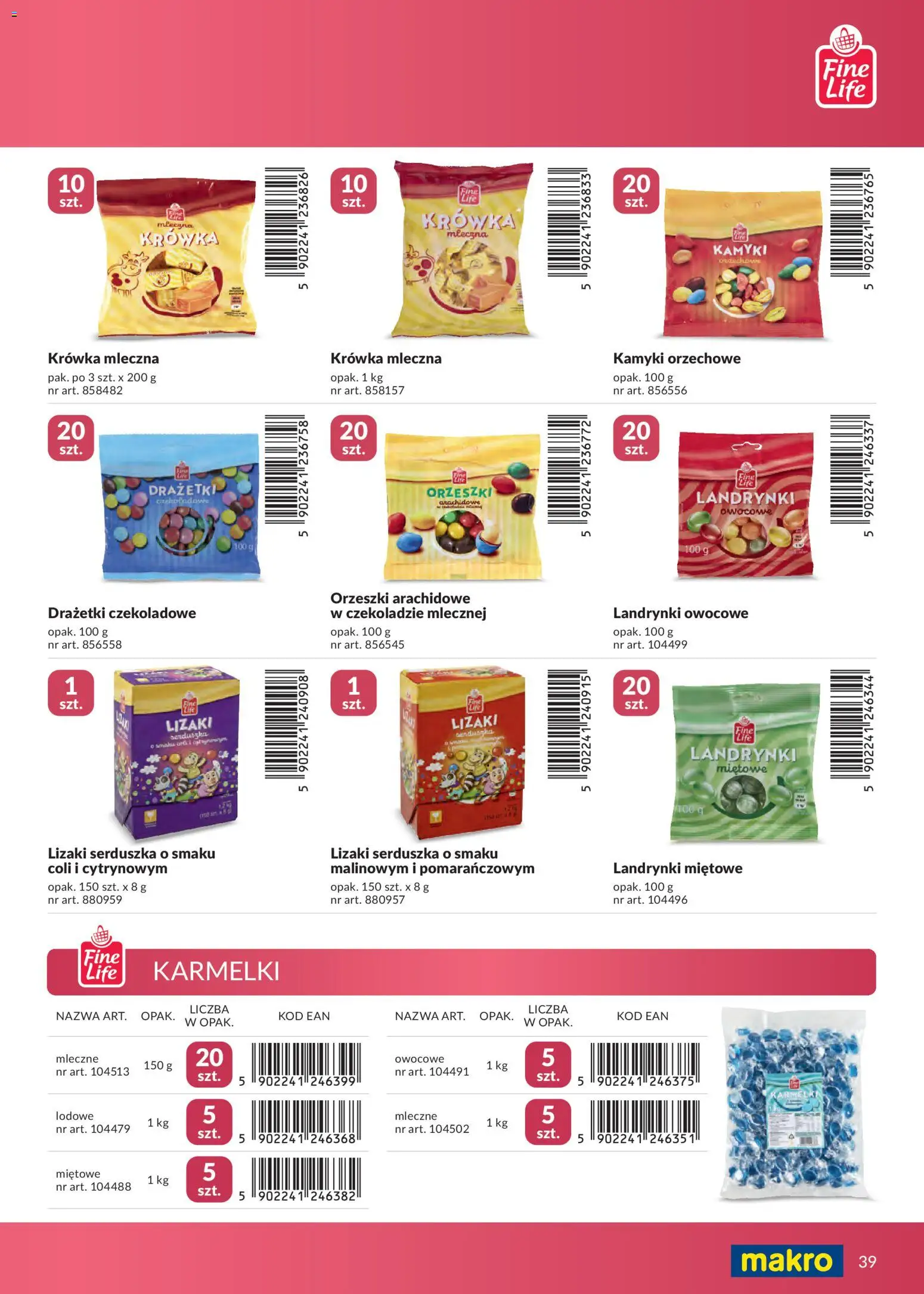 Makro gazetka - Marki własne dla Twojego sklepu od 23.04.2026 | Strona: 39 | Produkty: Krowka, Lizaki, Drażetki czekoladowe, Orzeszki arachidowe w czekoladzie