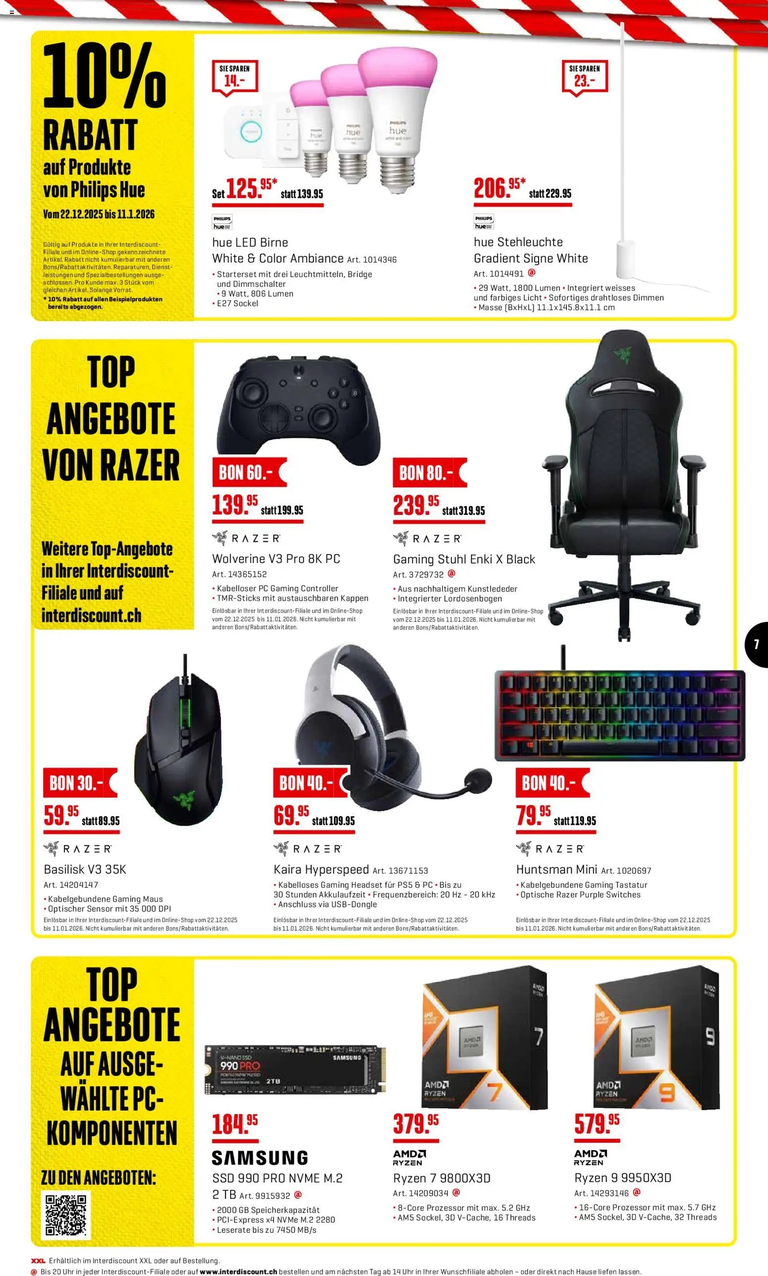 Interdiscount Aktionen Sale – gültig ab 22.12.2025 | Seite: 7 | Produkte: Birne, Headset, Tastatur, Samsung