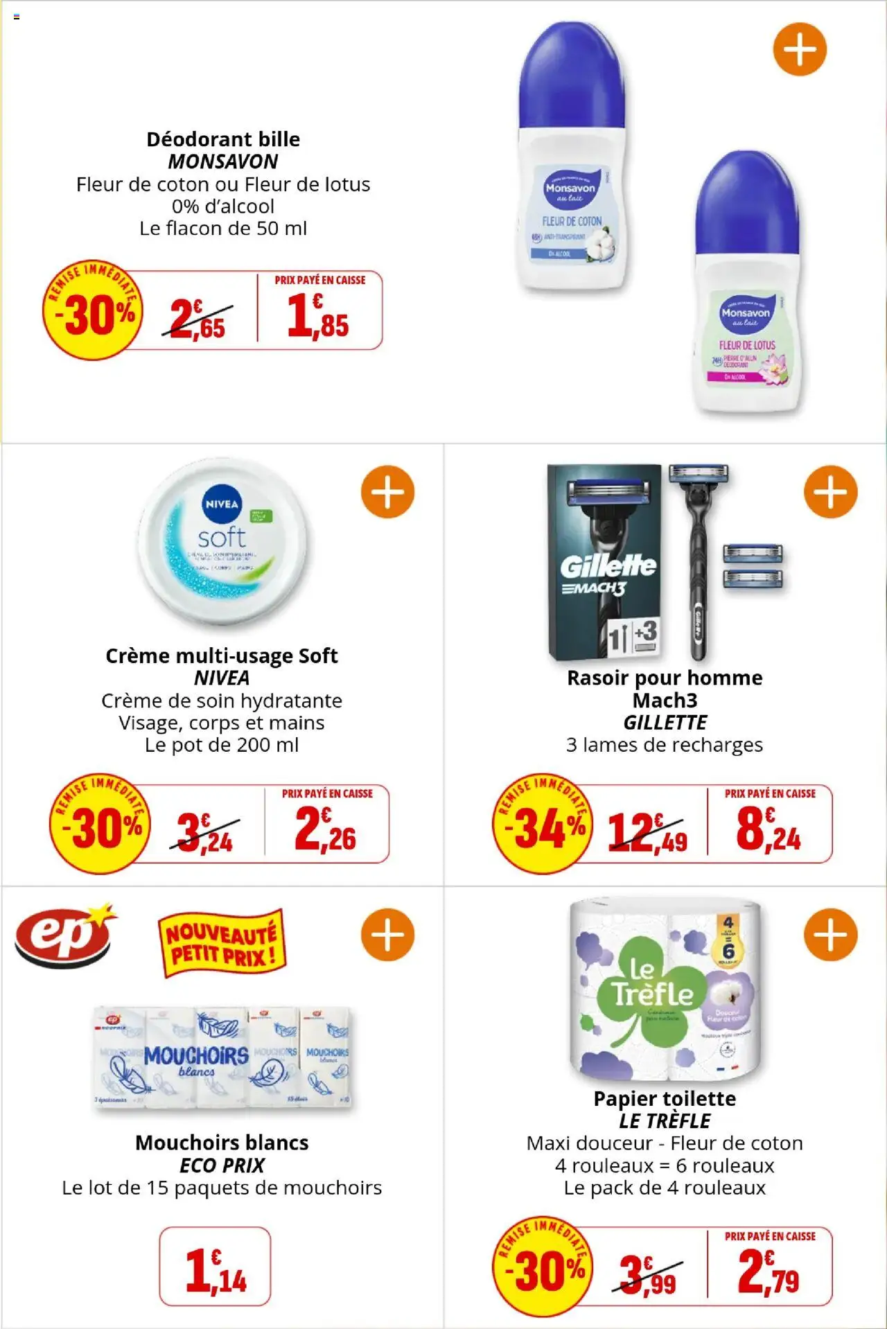  | Page: 38 | Produits: Rasoir, Coton, Déodorant, Crème