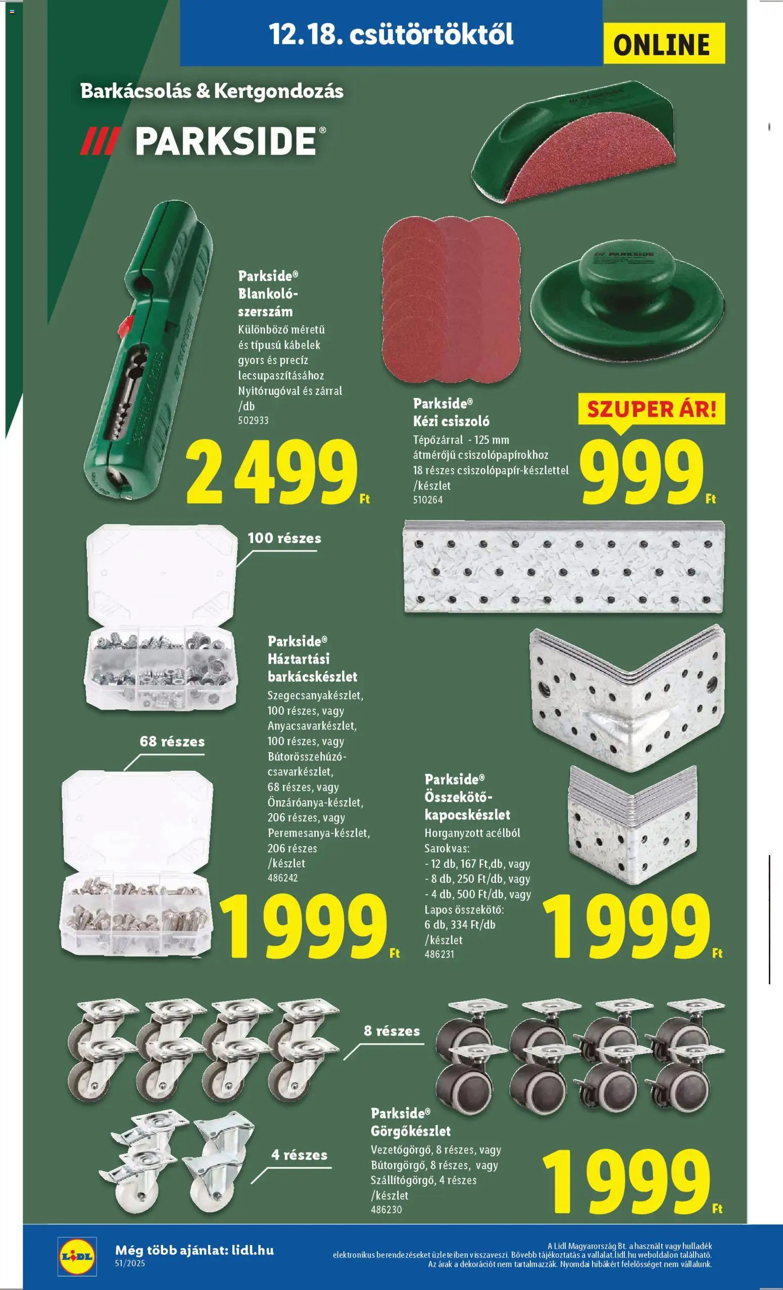 Lidl akciós ujság - amely érvényes a következő dátumtól: 18.12.2025 | Oldal: 6 | Termékek: Parkside