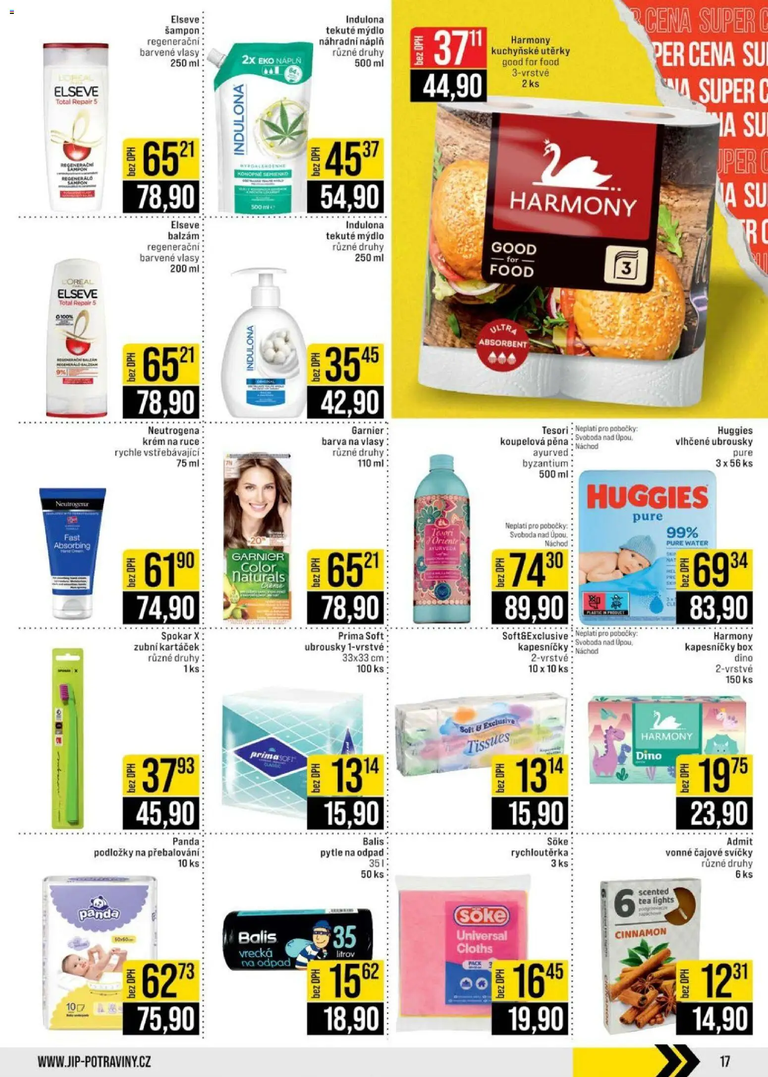 Jip leták - Cash & Carry od 04.02.2026 | Strana: 17 | Produkty: Vlhčené ubrousky, Kuchyňské utěrky, Krém, Pytle na odpad