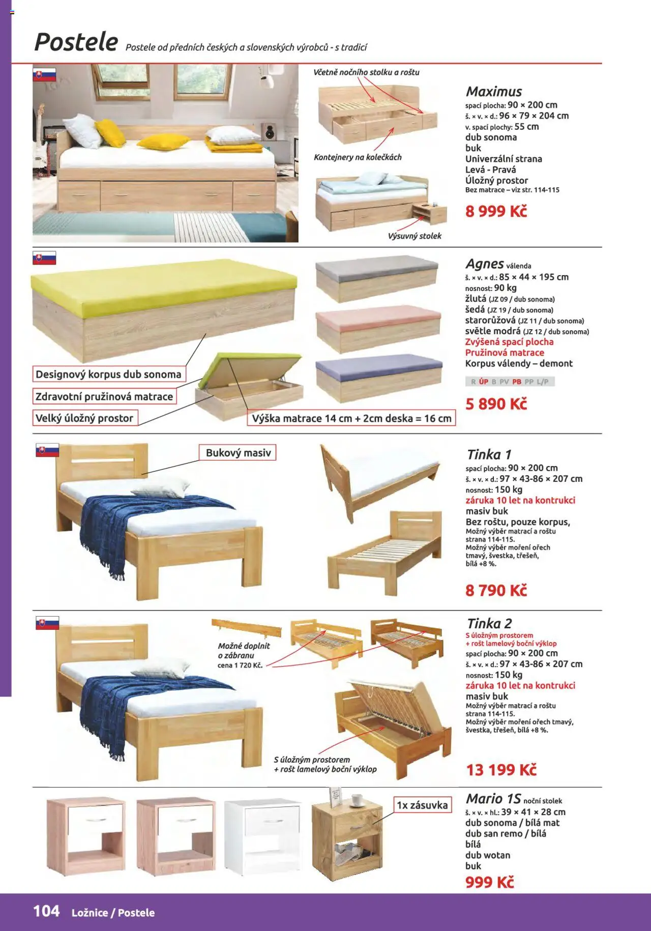 ORFA nábytek katalog 2024-2025 od 15.08.2024 | Strana: 104 | Produkty: Válenda, Matrace, Stolek, Zásuvka