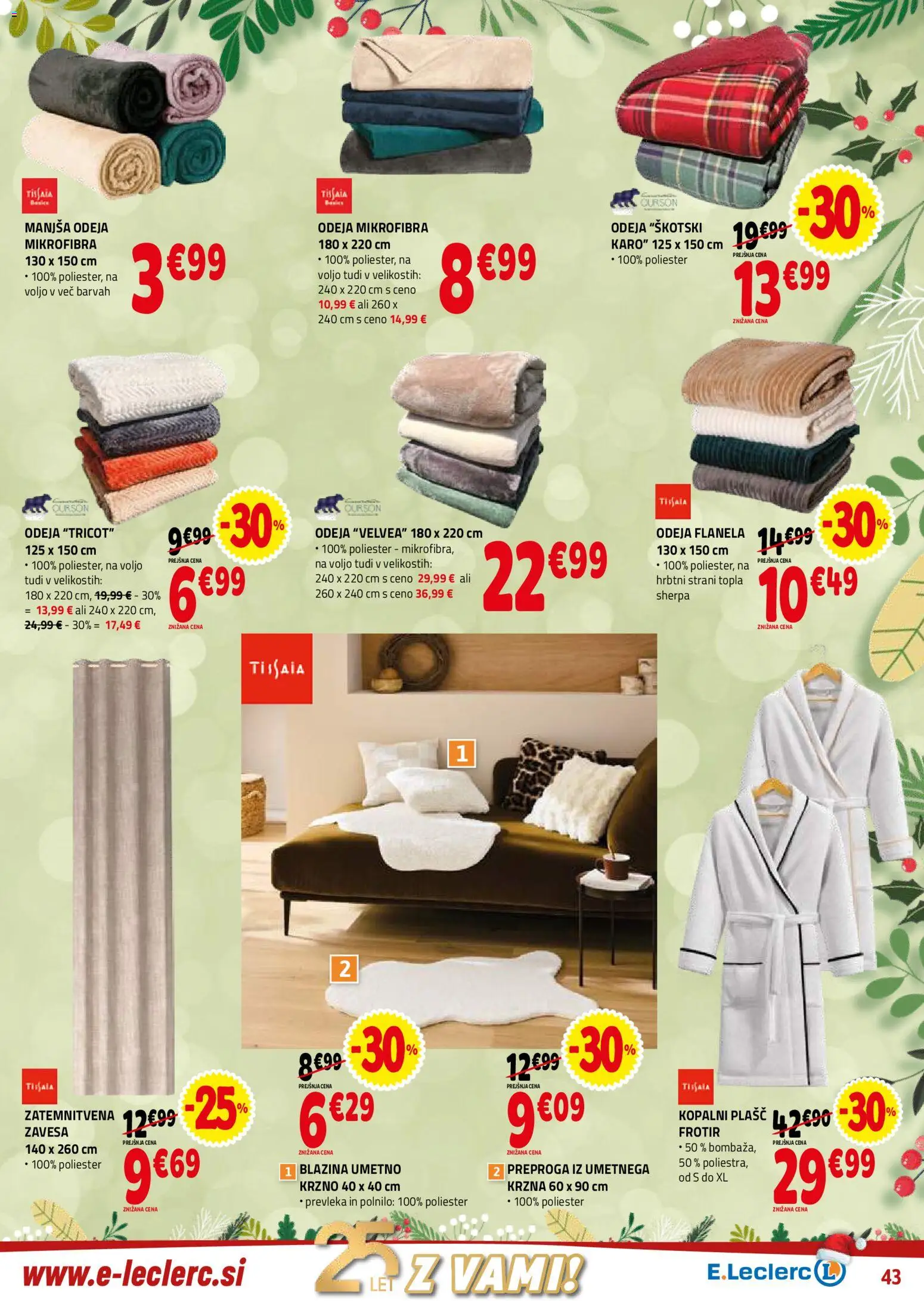 Novi E.leclerc katalog ponudbe – veljaven od 27.12.2025 | Stran: 43 | Izdelki: Prevleka, Odeja, Preproga, Kopalni plasc
