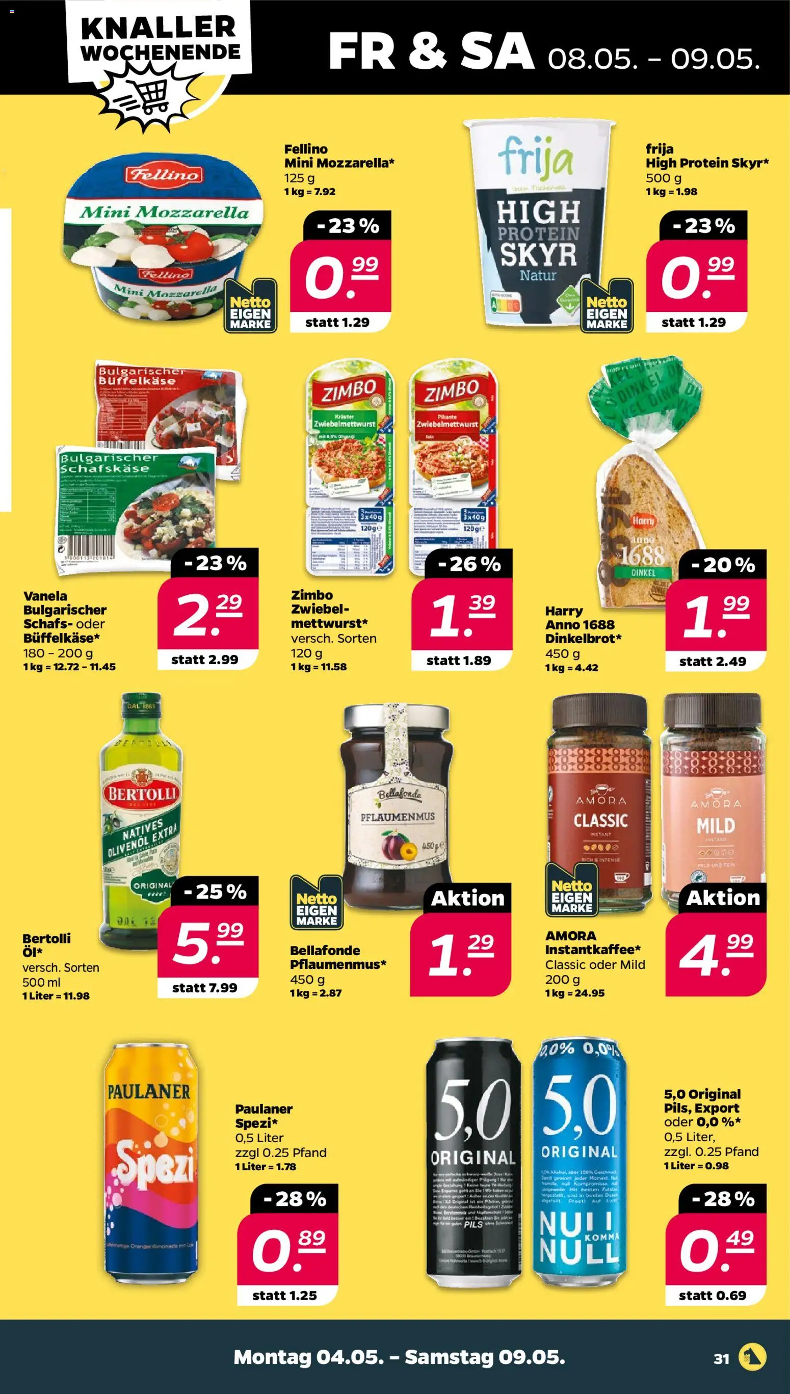 Netto Prospekt 	 – gültig ab 04.05.2026 | Seite: 35 | Produkte: Mozzarella, Olivenol, Skyr, Schafskase