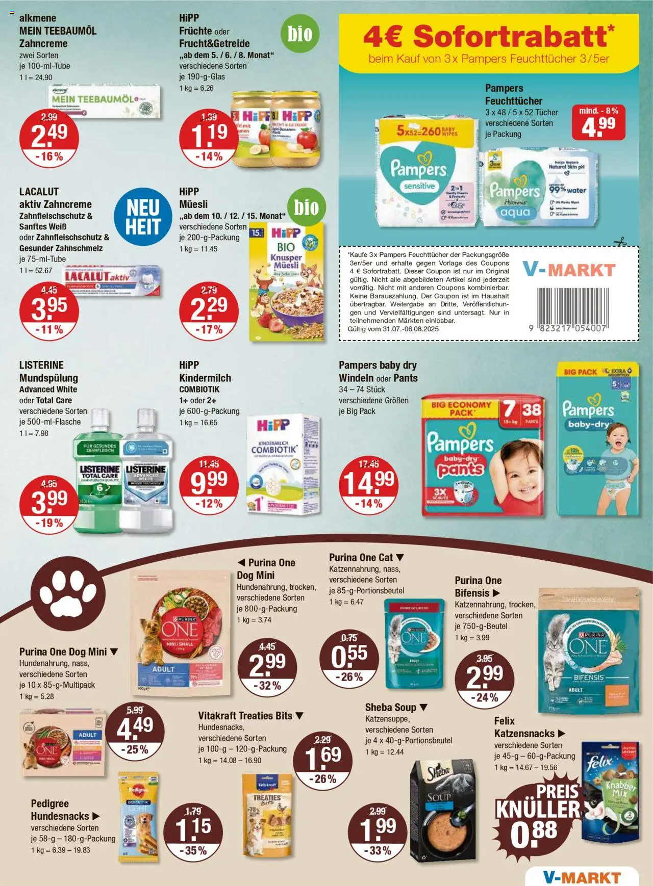 V-Markt - Hallertau/Oberpfalz - gültig ab dem 31.07.2025 | Seite: 11 | Produkte: Sheba, Pampers, Pedigree, Listerine