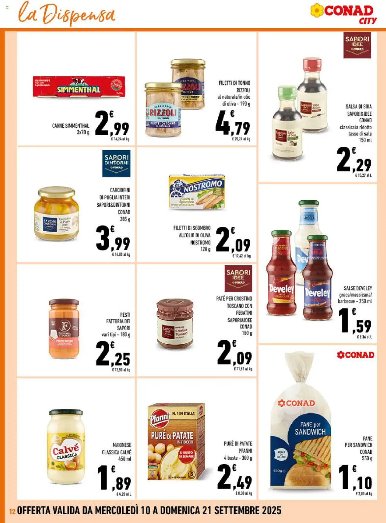 Volantino Conad del 10.09.2025 | Pagina: 12 | Prodotti: Paté, Fiocchi, Salsa, Tonno