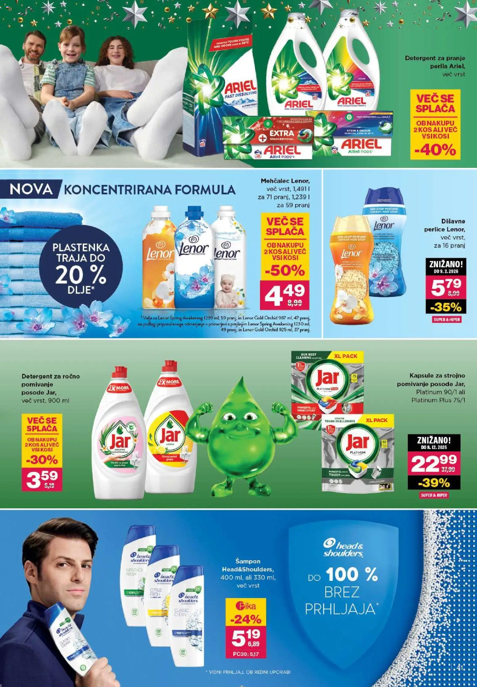 Novi Mercator katalog ponudbe – veljaven od 27.11.2025 | Stran: 43 | Izdelki: Mehčalec, Kos, Sampon, Detergent