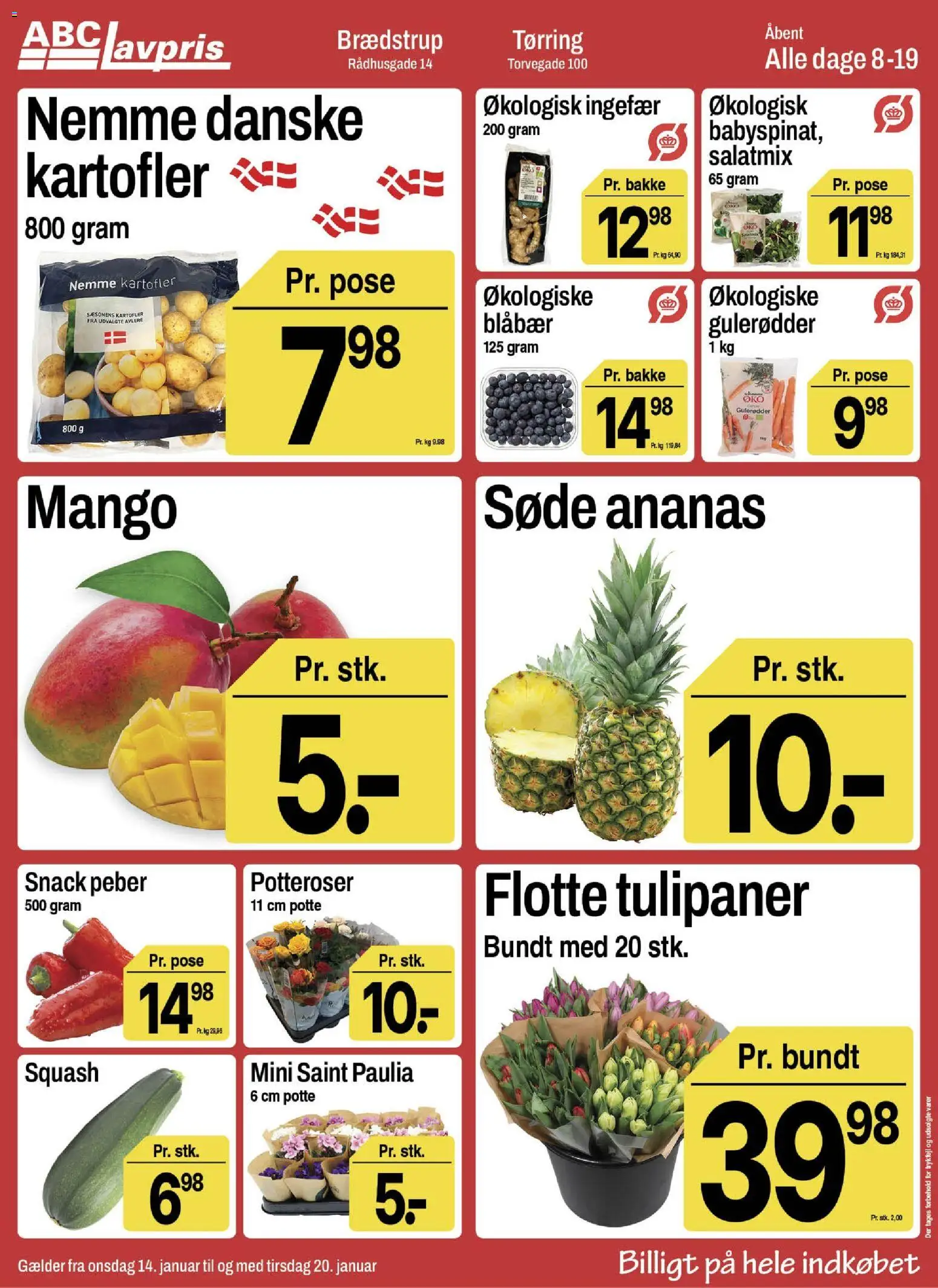 Abc Lavpris tilbudsavis – gyldig fra 14.01.2026 | Side: 3 | Produkter: Blåbær, Ananas, Gulerødder, Kartofler