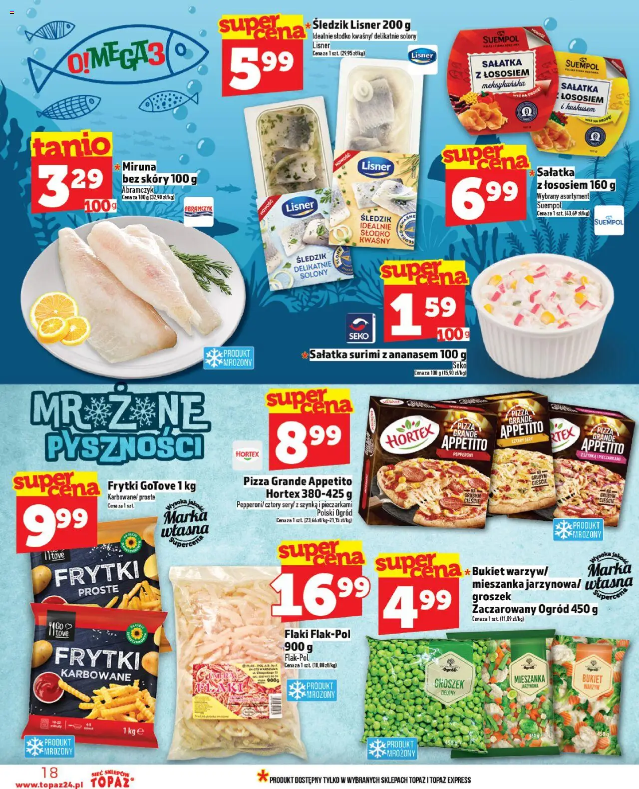 Topaz Gazetka od 07.08.2025 | Strona: 18 | Produkty: Groszek, Sery, Pizza, Sałatka